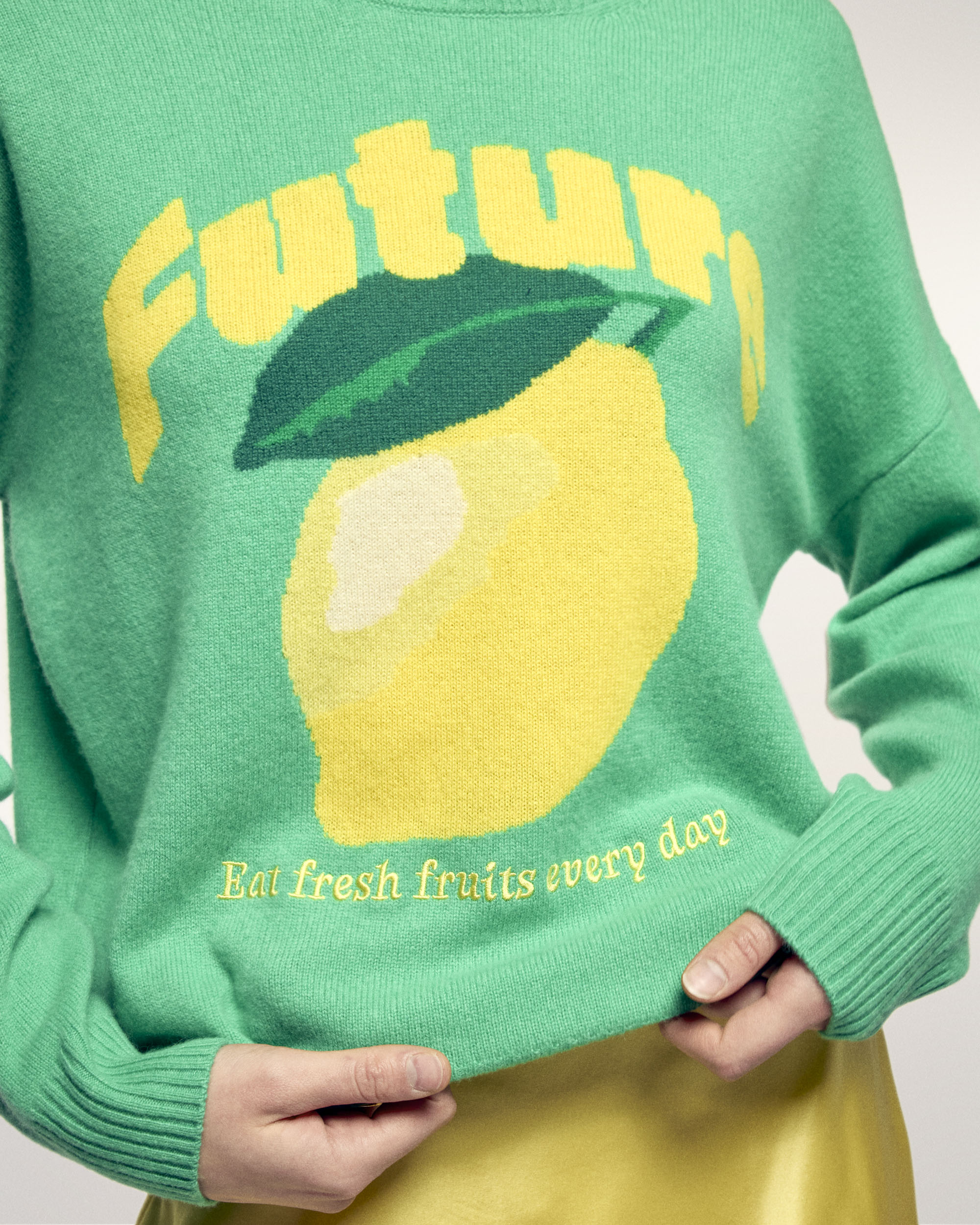 Future Intarsia Motif Crewneck Sweater (S26/ FEMME/ Garden Party Green)