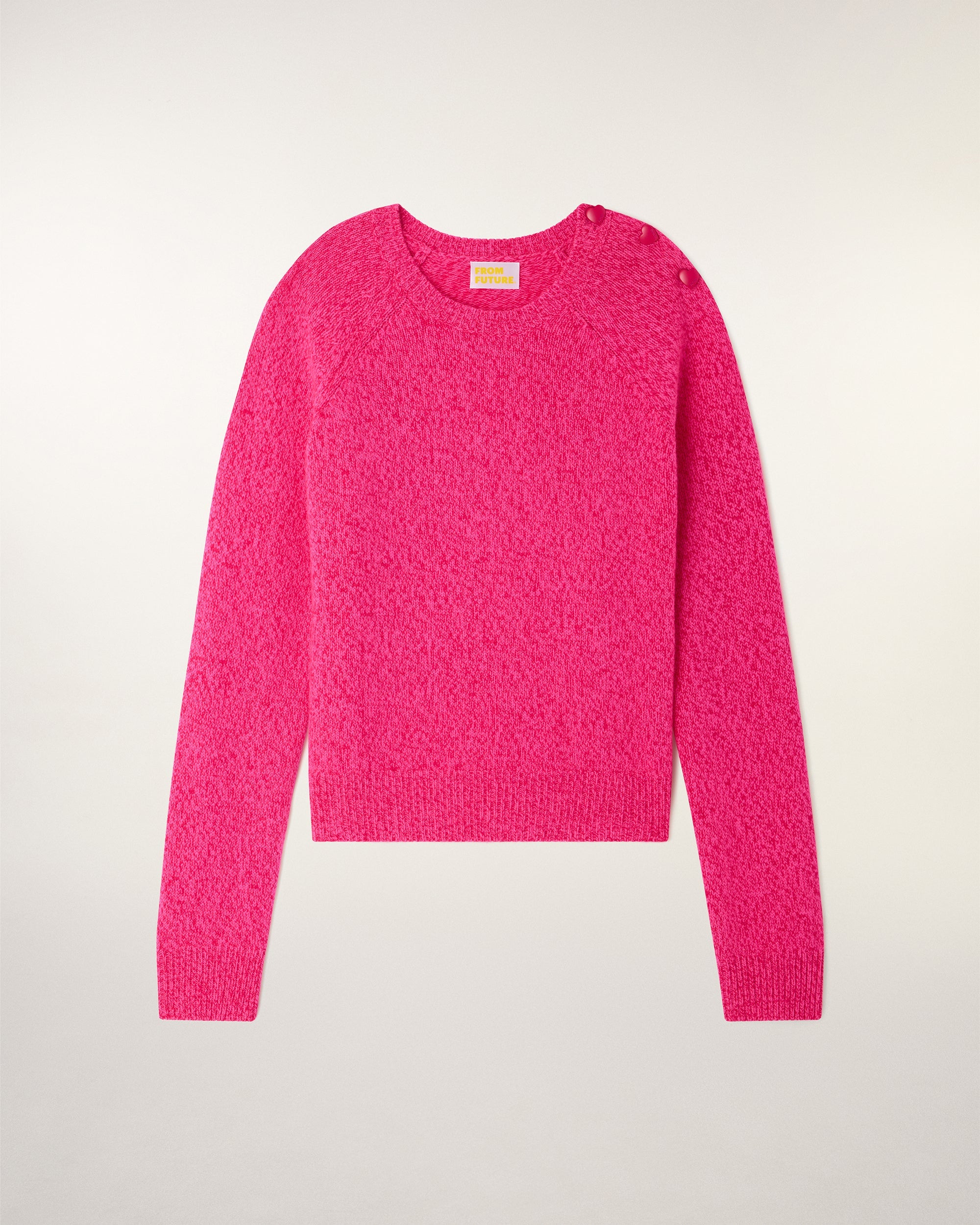 Heart Button Crewneck Sweater (S26 / FEMME / Berry Mouline)