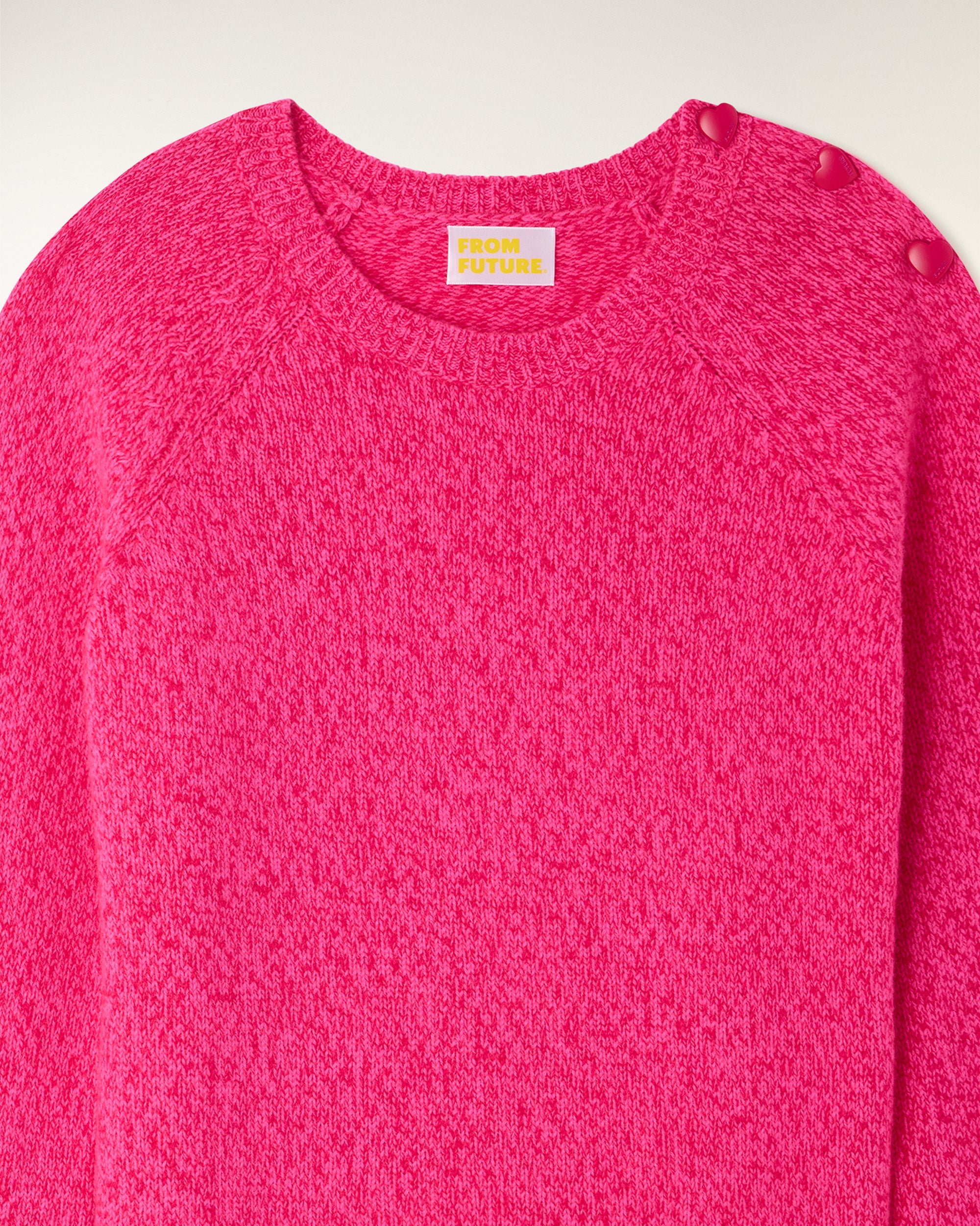 Heart Button Crewneck Sweater (S26 / FEMME / Berry Mouline)