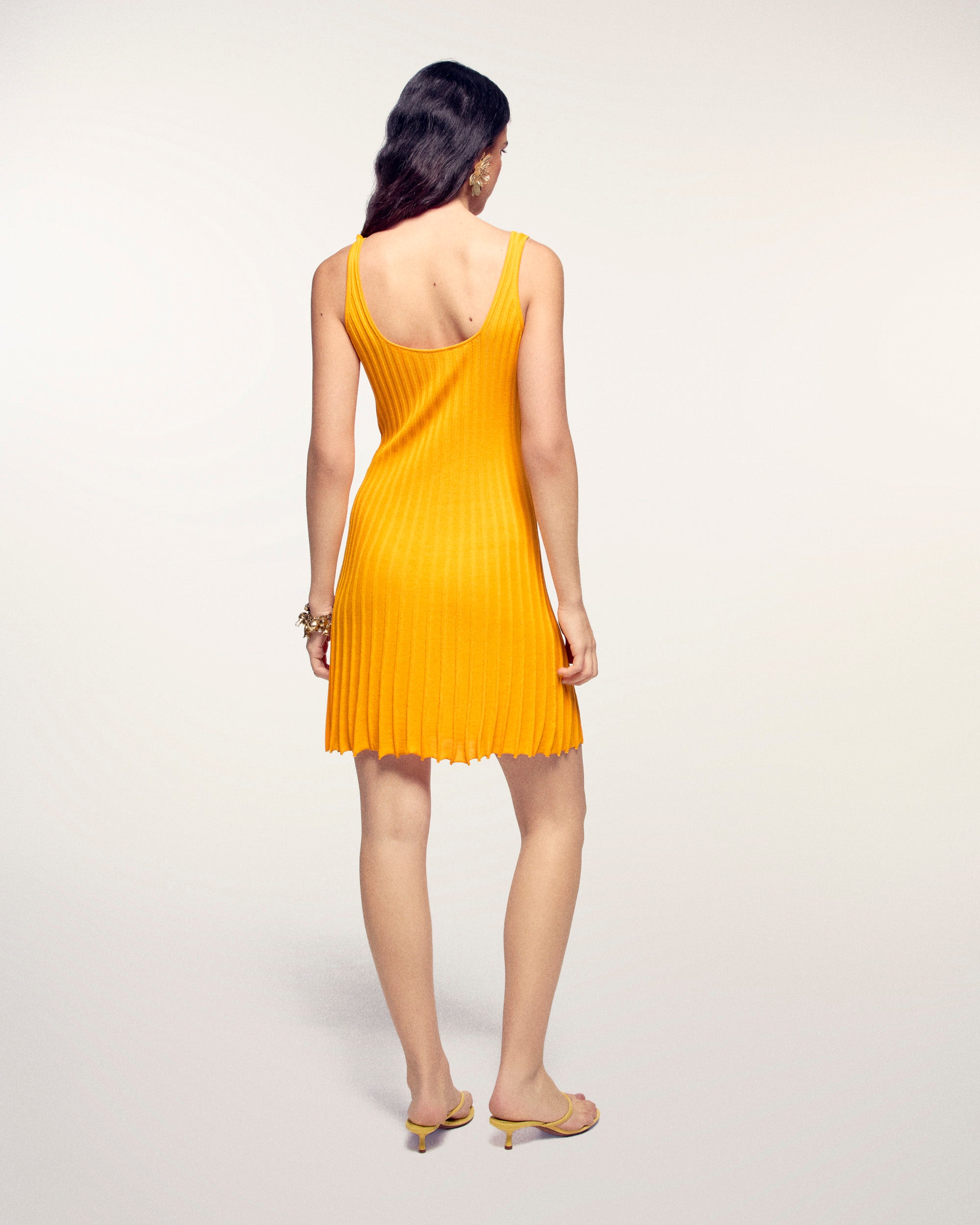 Short Strappy Dress with "FF" Metal Plate (S26/ FEMME/ Tangerine)