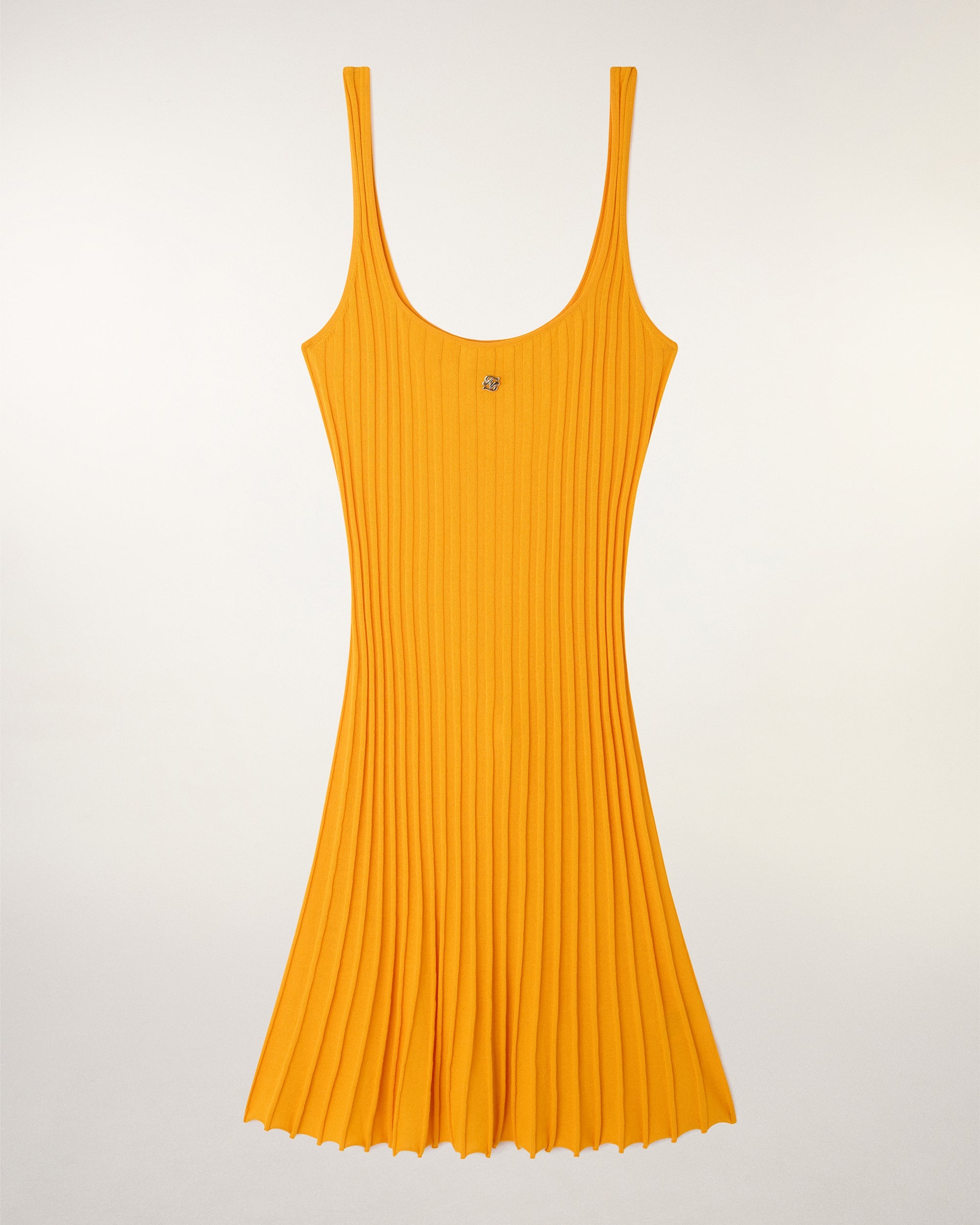 Short Strappy Dress with "FF" Metal Plate (S26/ FEMME/ Tangerine)