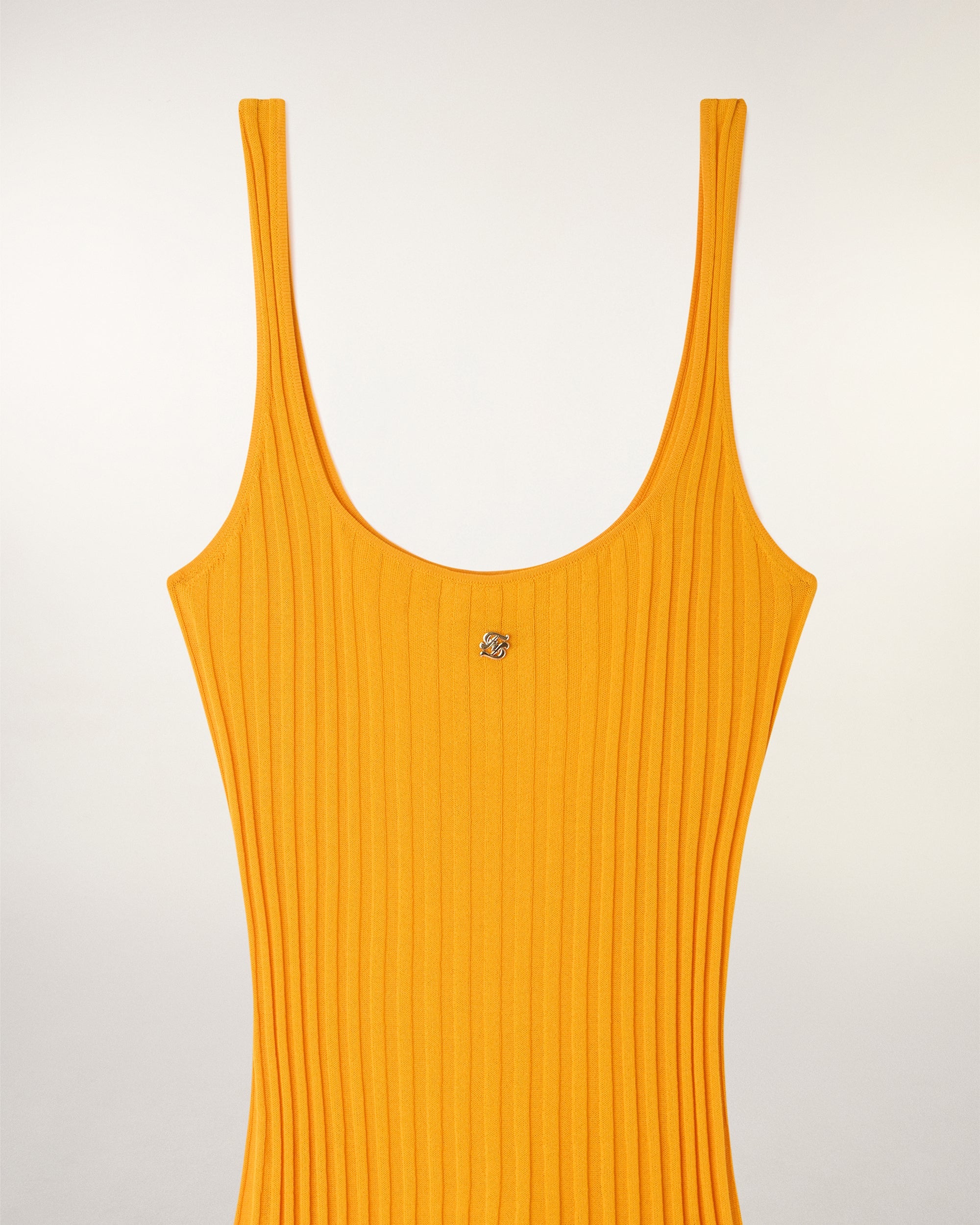 Short Strappy Dress with "FF" Metal Plate (S26/ FEMME/ Tangerine)