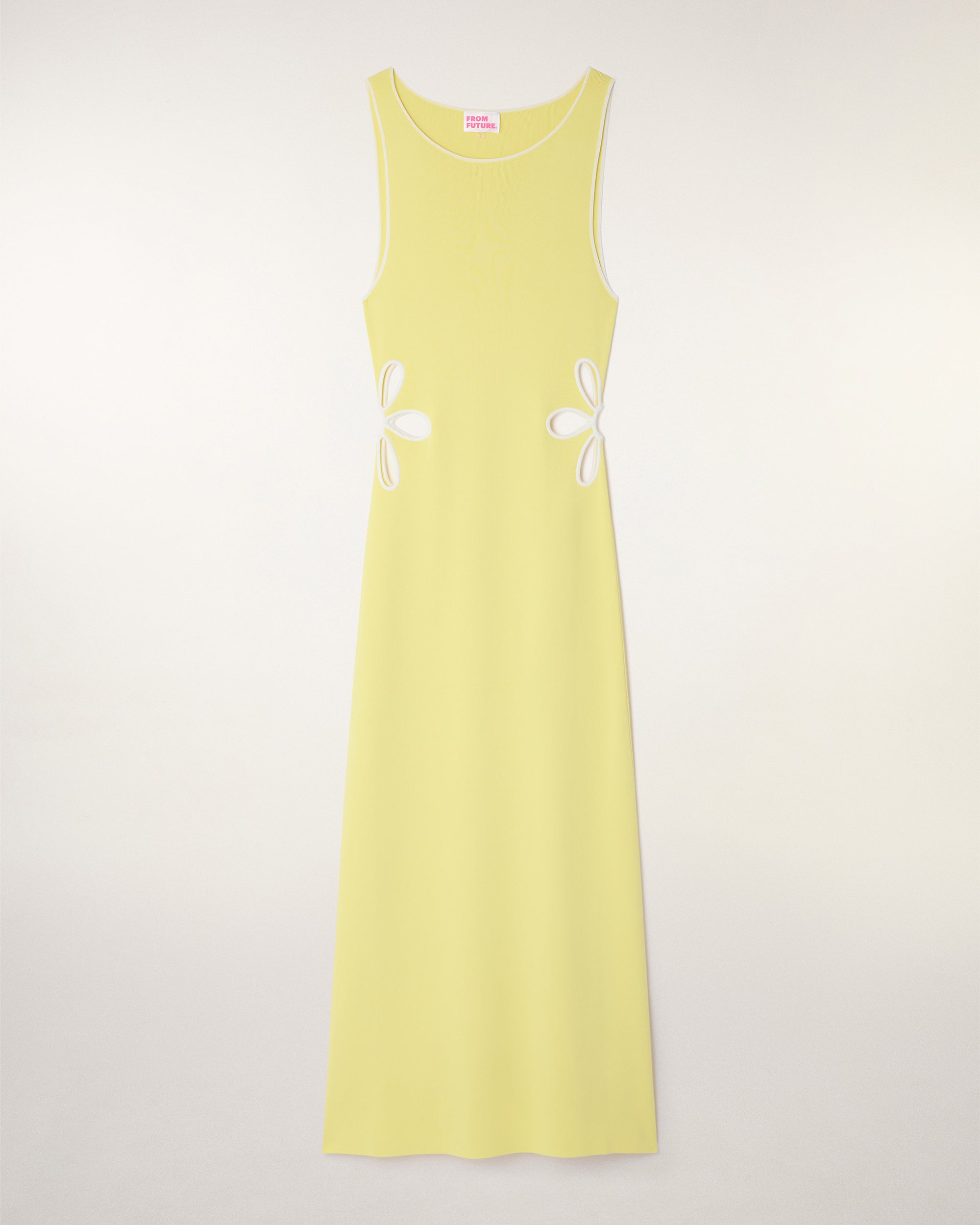 Long Strappy Dress with Flower Cut-outs (S26/ FEMME/ Sky Yellow)