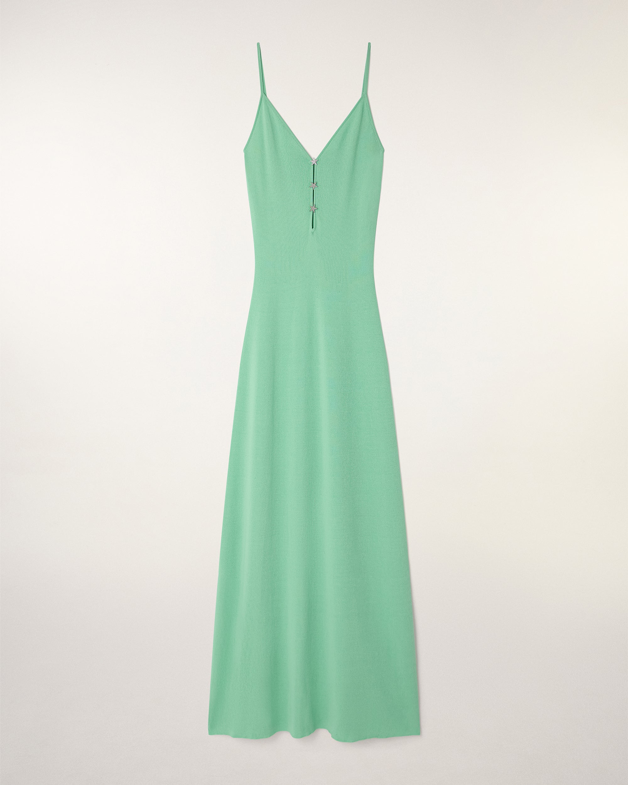 Long Strappy Dress with Star Buttons (S26/ FEMME/ Sundown Green)