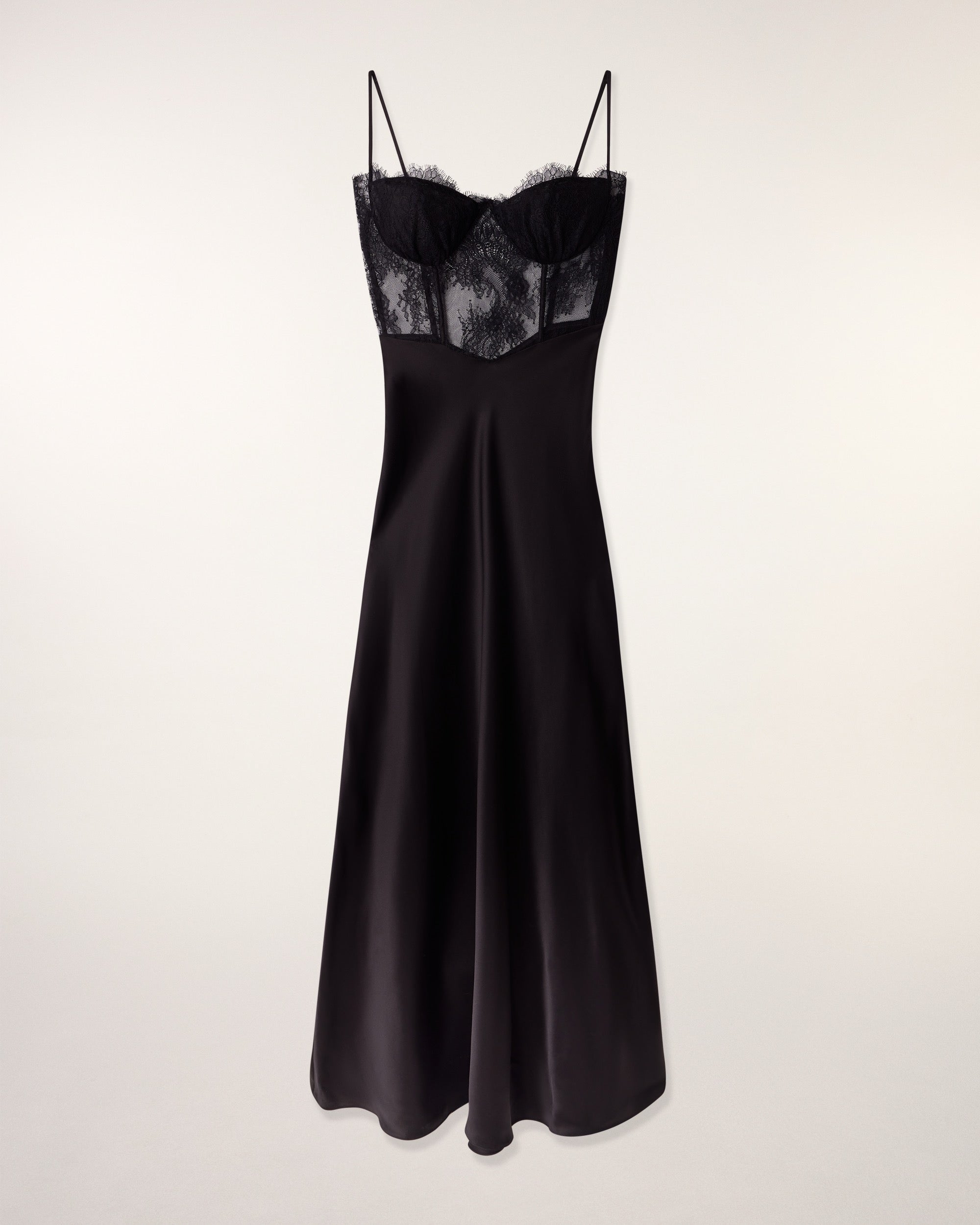 Long Strappy Dress with Lace Top (S26/ FEMME/ Noir)