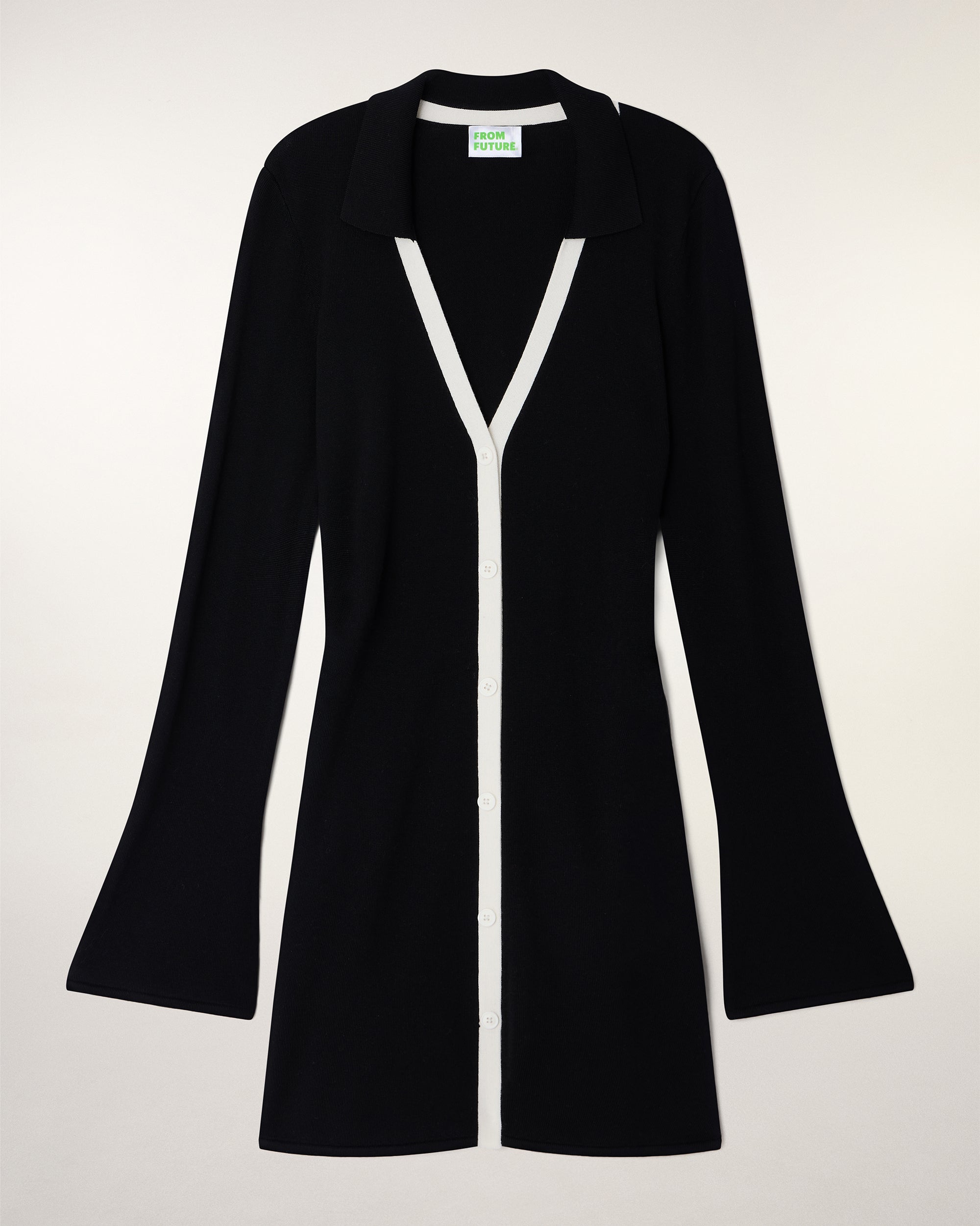 Short Sleeve Dress with Contrasting Placket (S26 / FEMME / Noir / RWS)