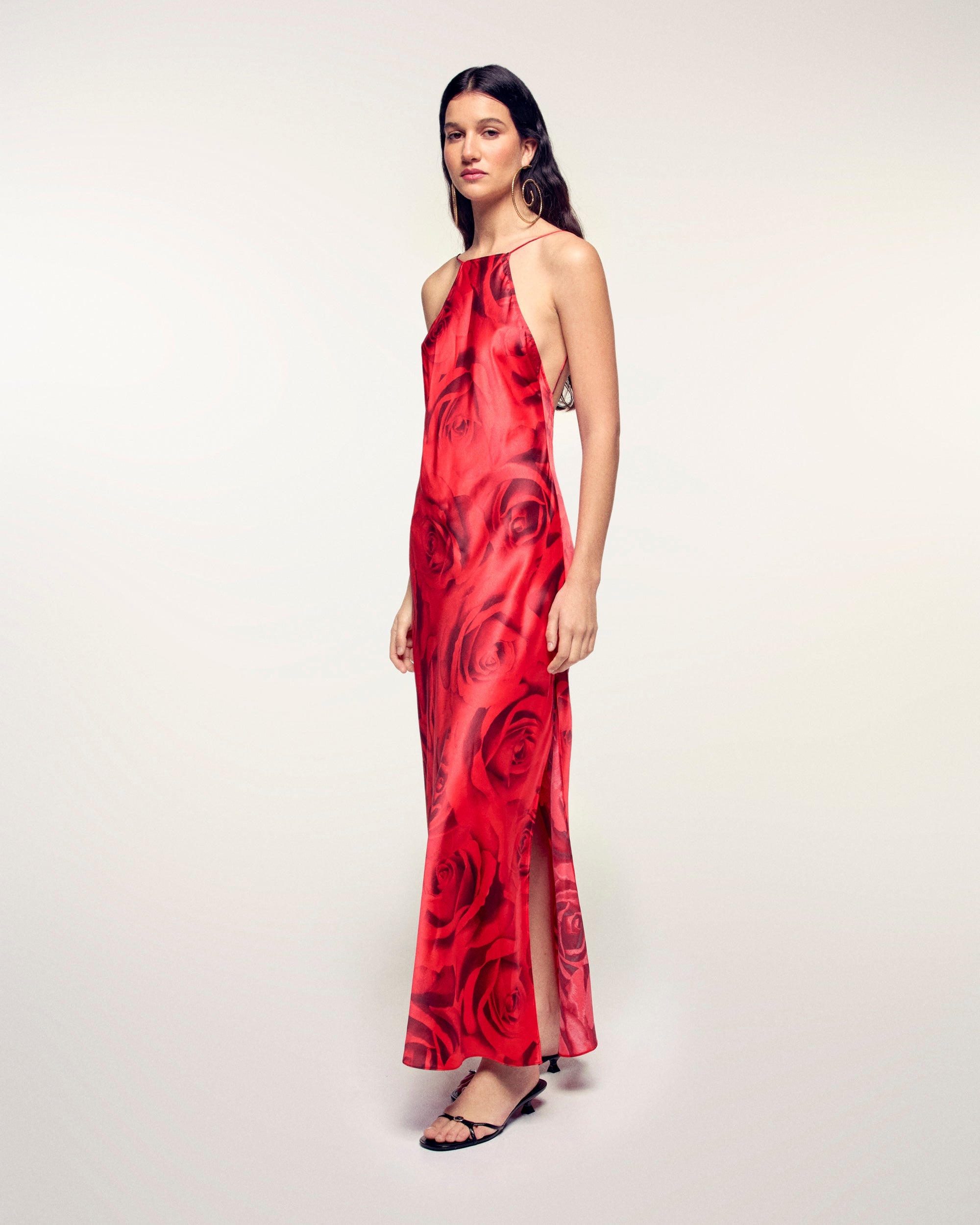 Backless Long Strappy Dress (S26/ FEMME/ Wild Rose Heat)
