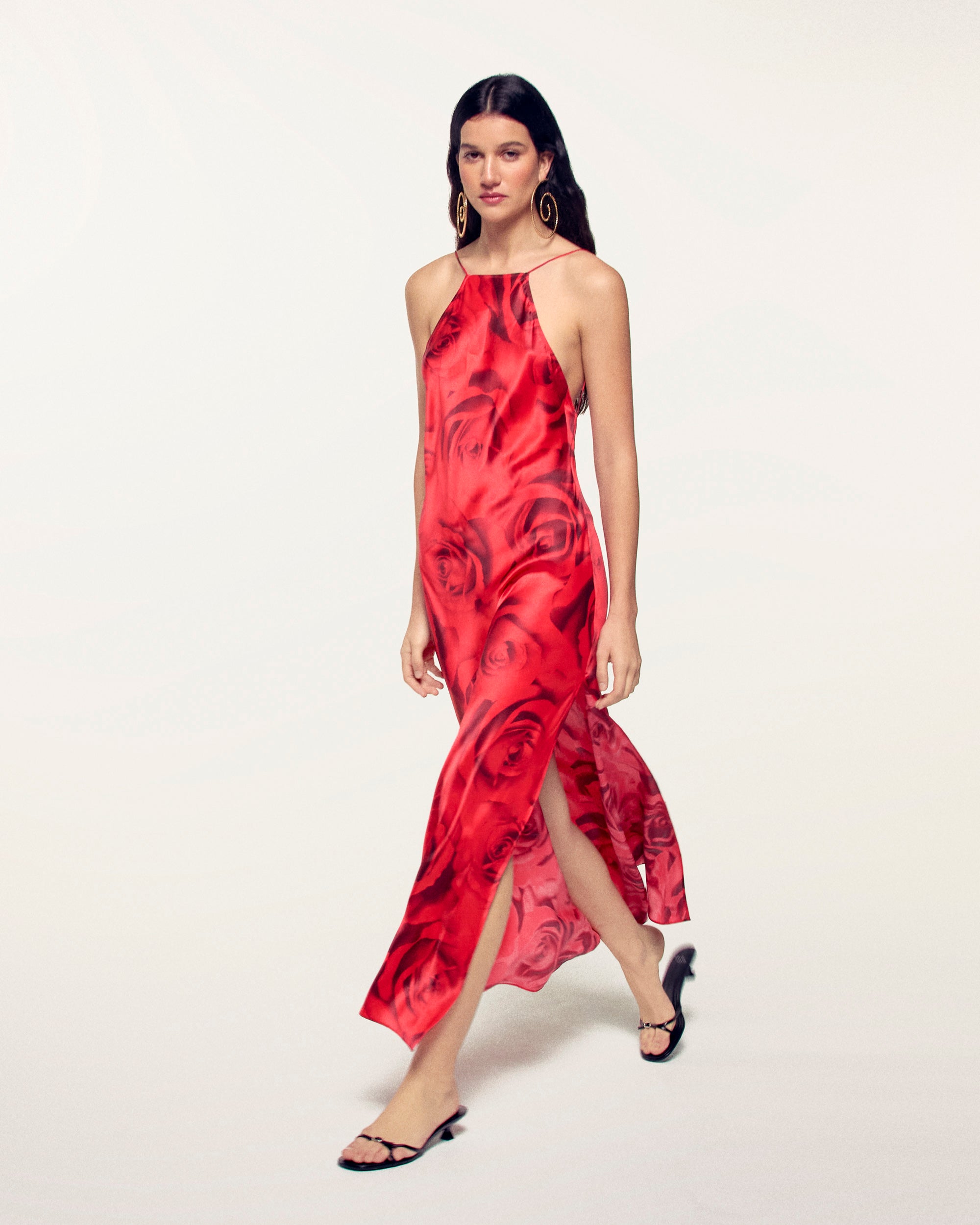Backless Long Strappy Dress (S26/ FEMME/ Wild Rose Heat)