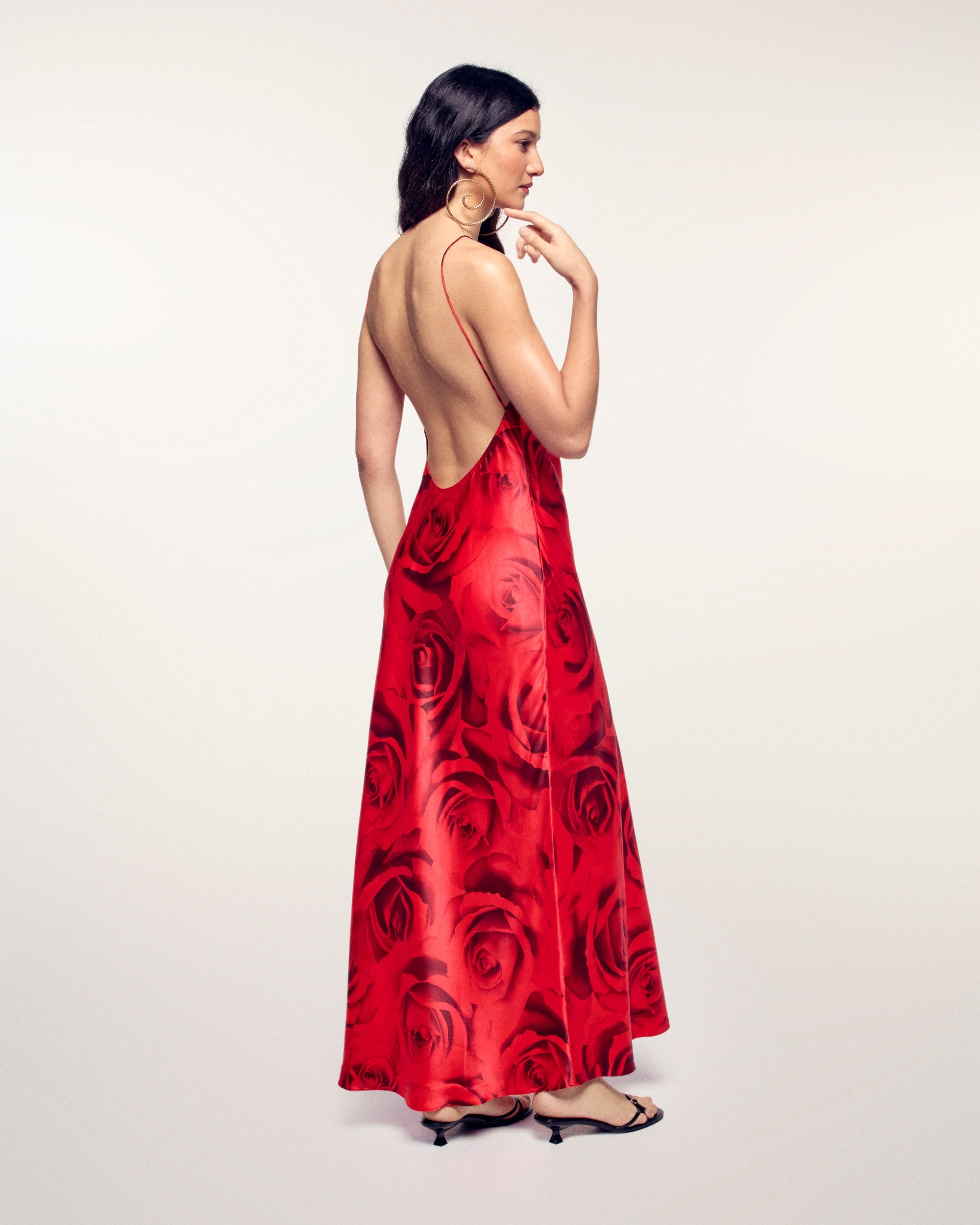 Backless Long Strappy Dress (S26/ FEMME/ Wild Rose Heat)