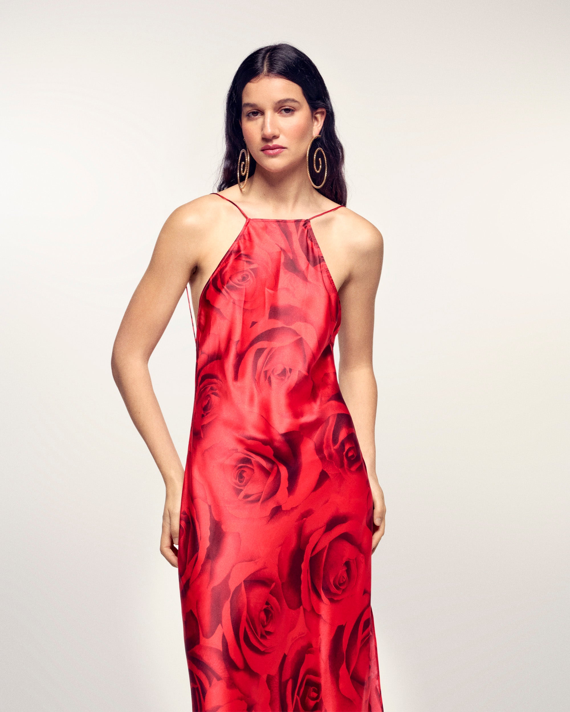 Backless Long Strappy Dress (S26/ FEMME/ Wild Rose Heat)