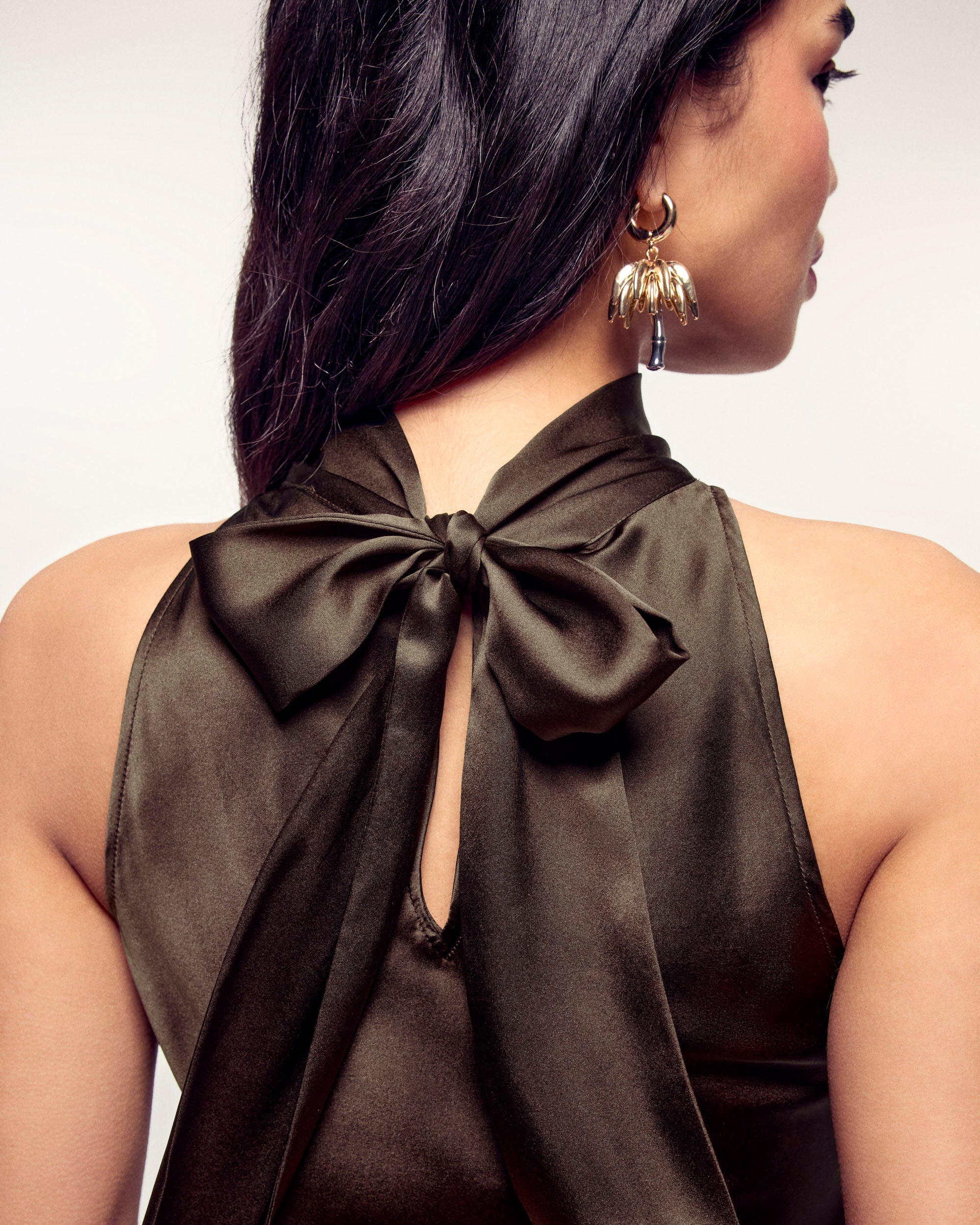 Scarf Neck Long Dress (S26/ FEMME/ Chocolat)