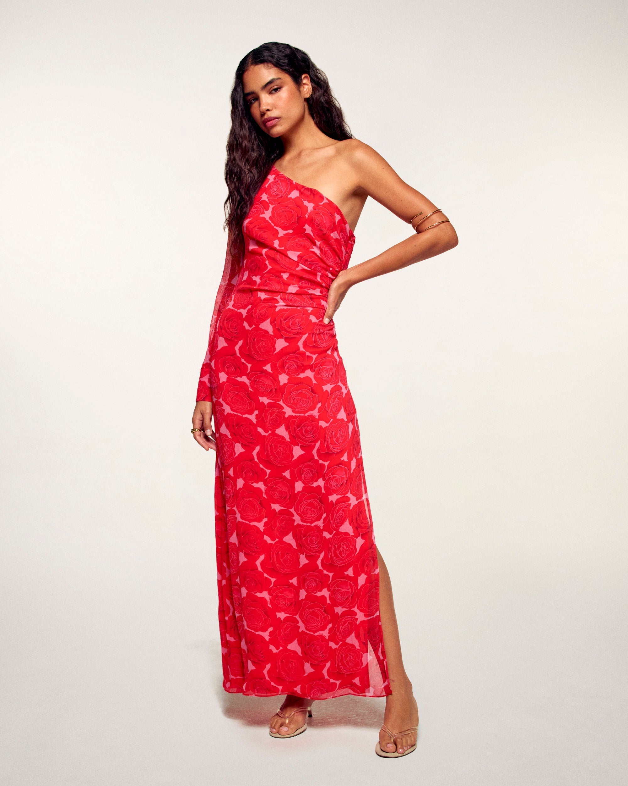 Asymmetric Long Dress (S26 / FEMME / Solar Roses)