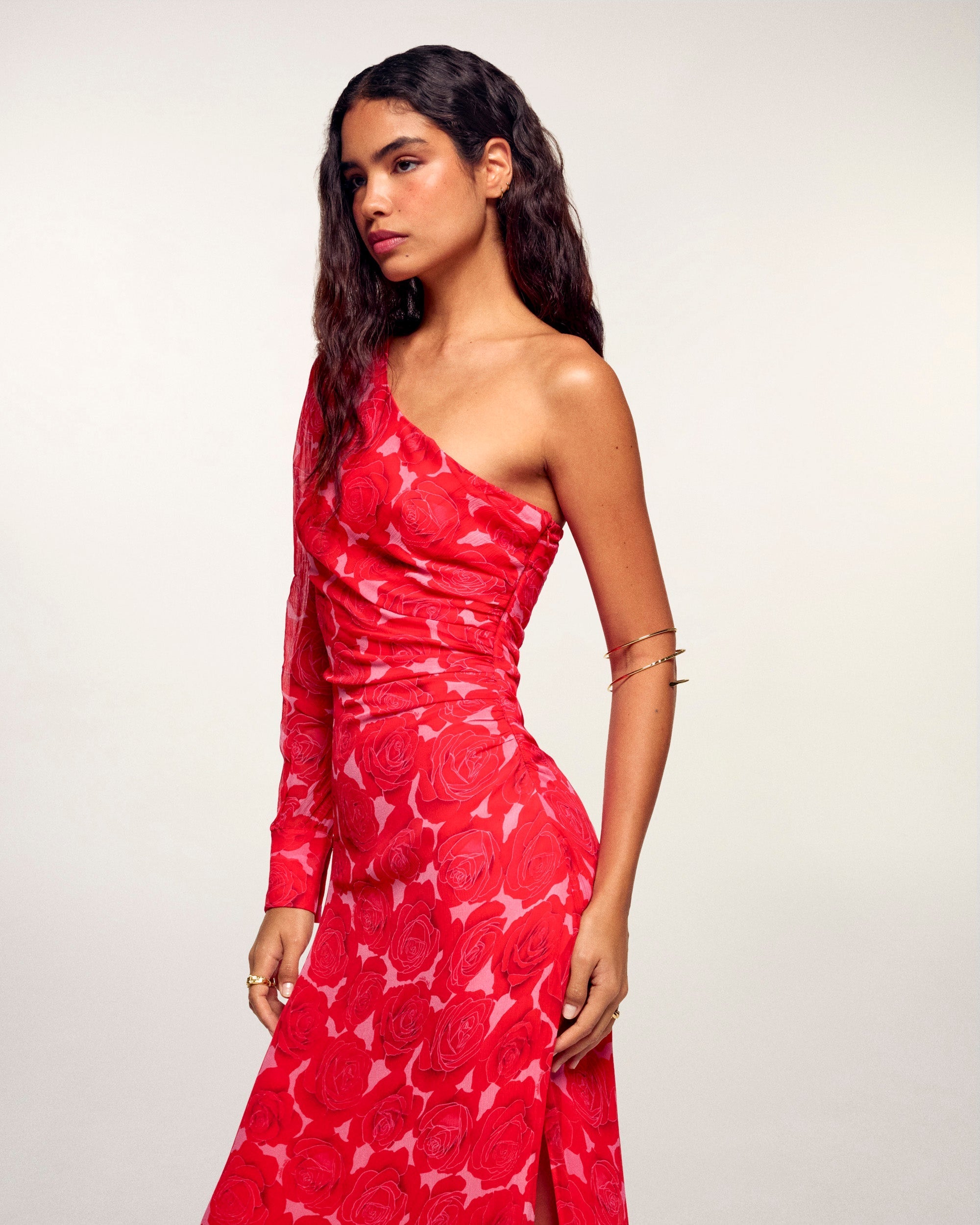 Asymmetric Long Dress (S26 / FEMME / Solar Roses)
