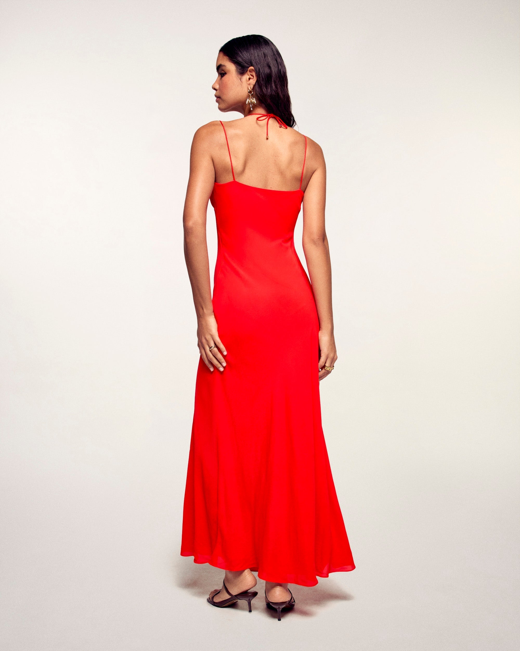 Jewel Tie Strappy Long Dress (S26 / FEMME / Sunset Coral)