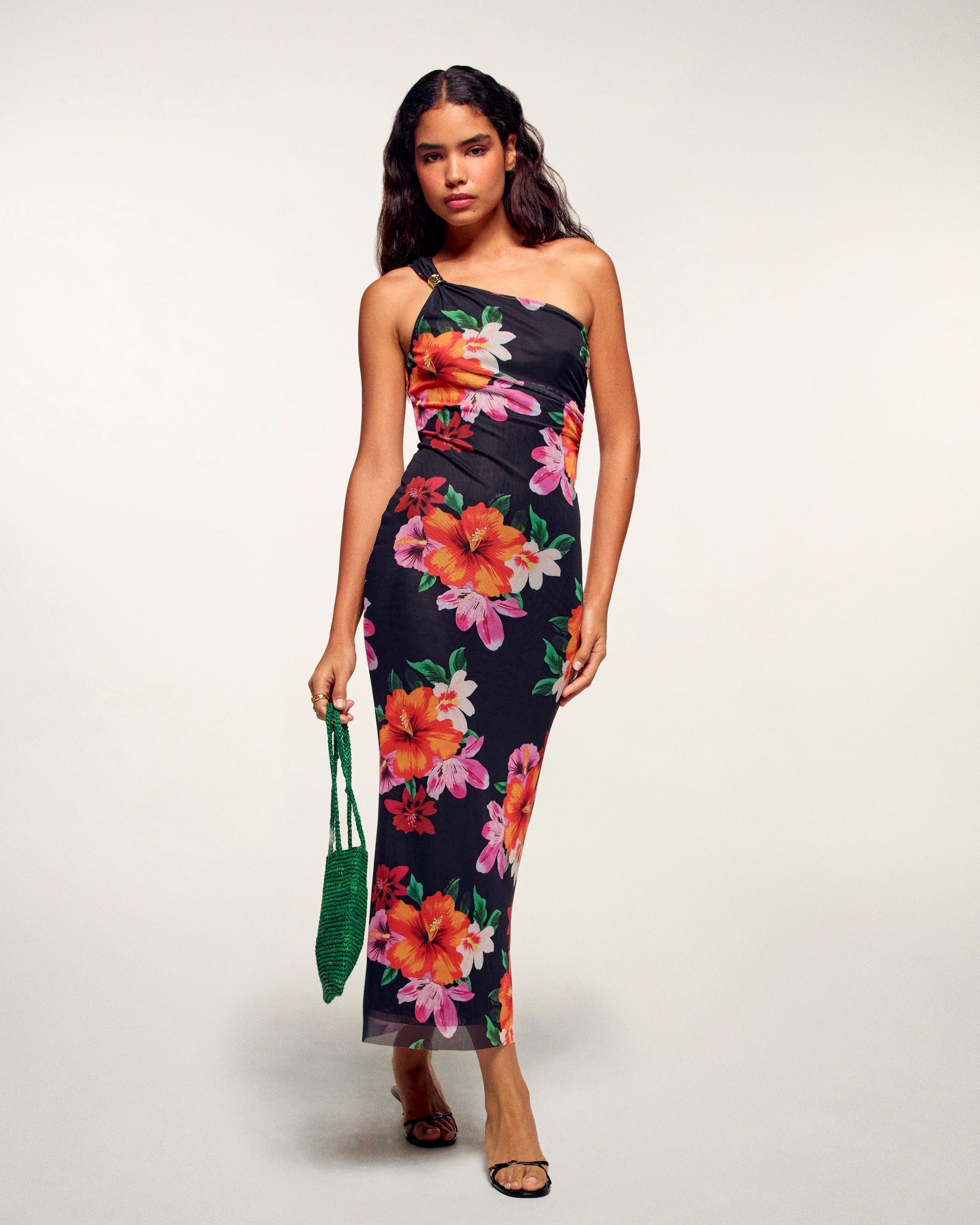 Asymmetric Long Dress (S26 / FEMME / Black Flower Island)