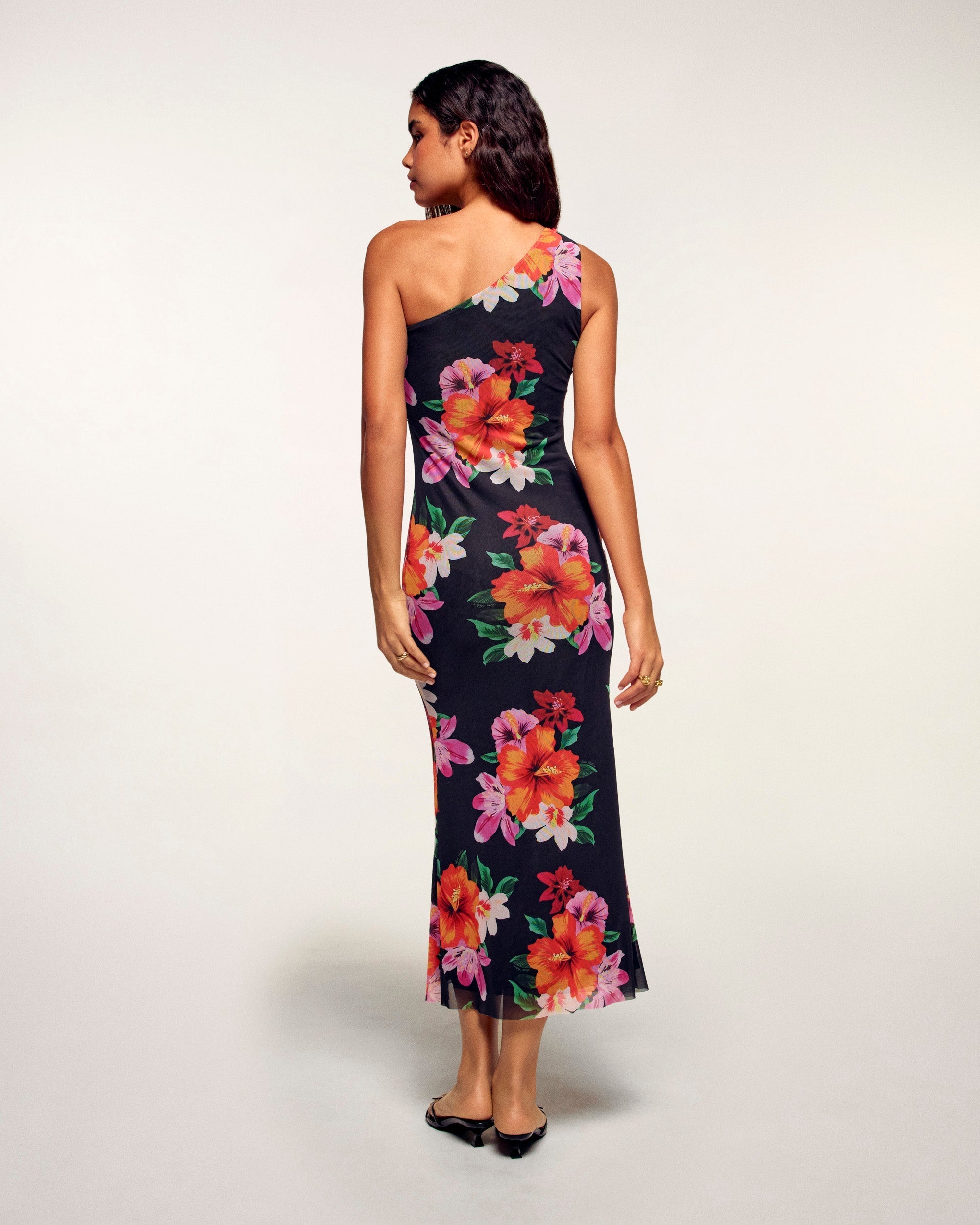 Asymmetric Long Dress (S26 / FEMME / Black Flower Island)