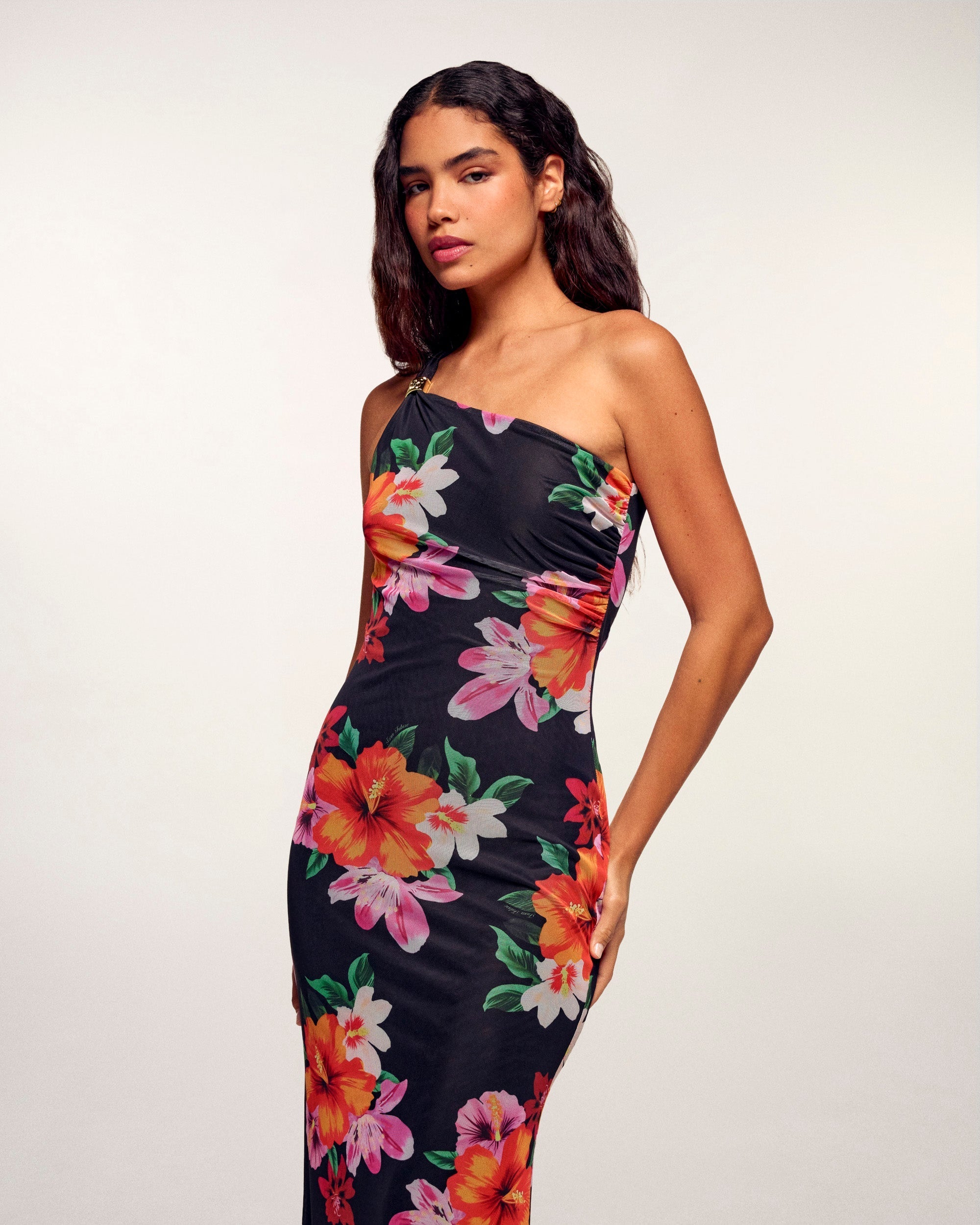 Asymmetric Long Dress (S26 / FEMME / Black Flower Island)