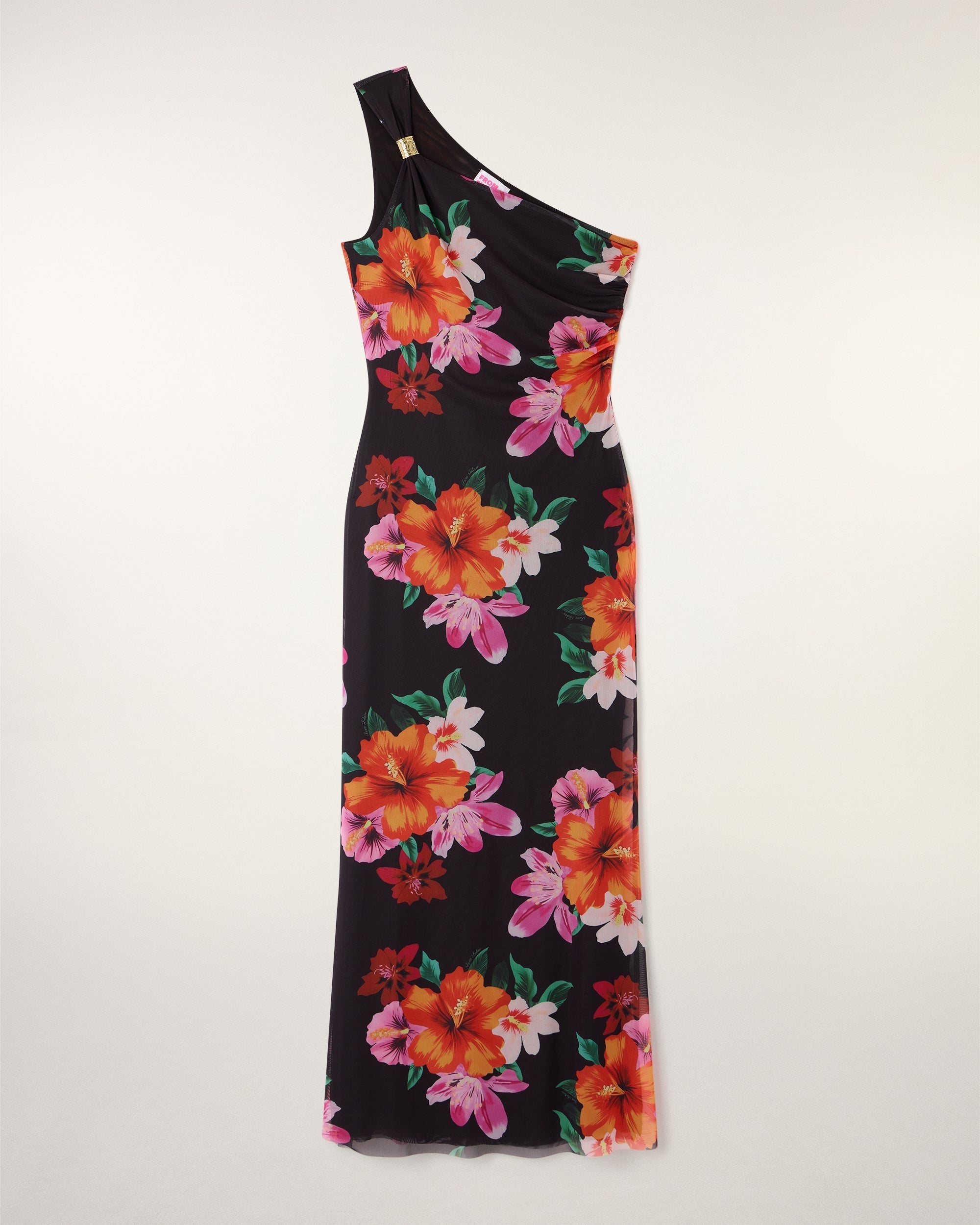 Asymmetric Long Dress (S26 / FEMME / Black Flower Island)