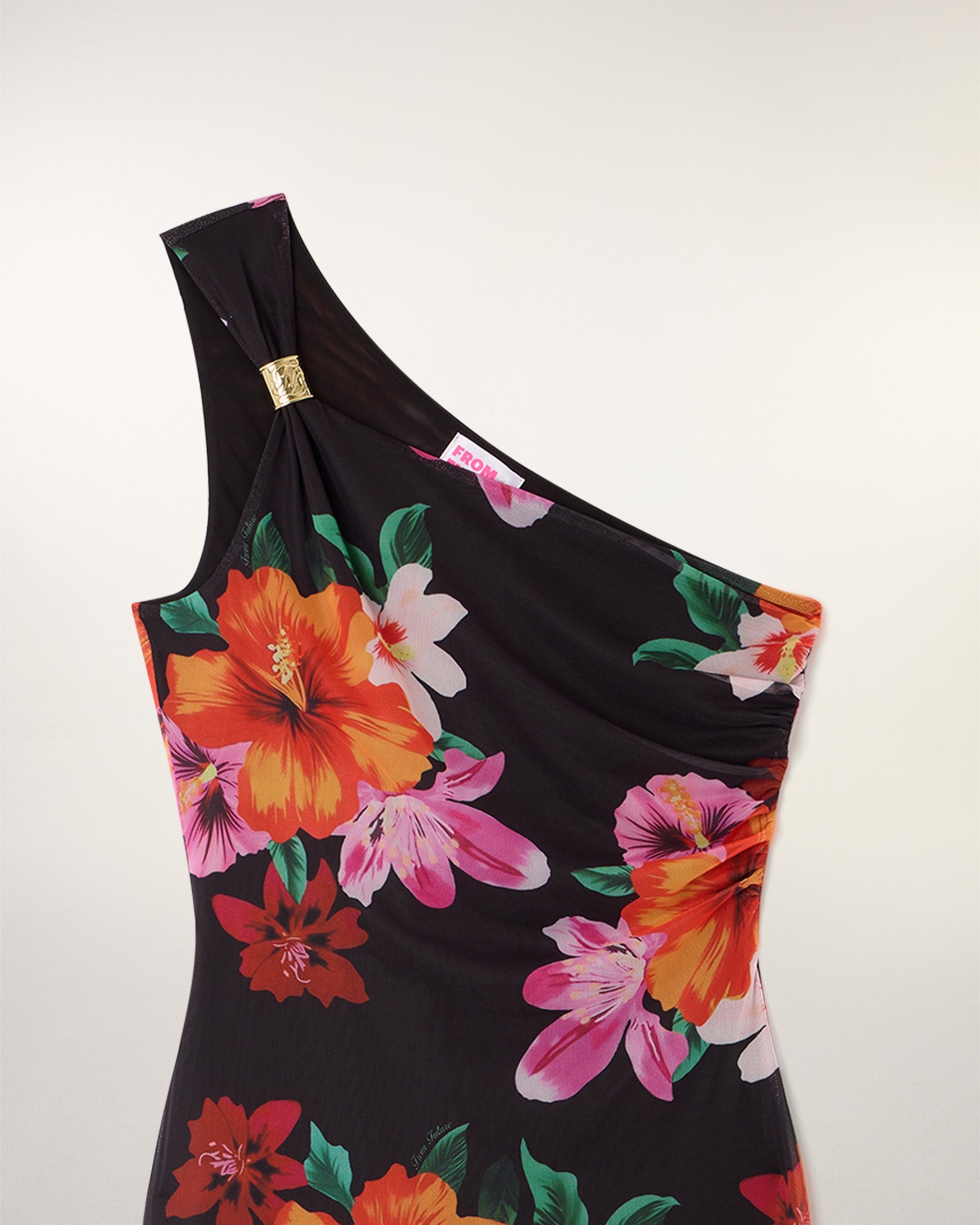 Asymmetric Long Dress (S26 / FEMME / Black Flower Island)