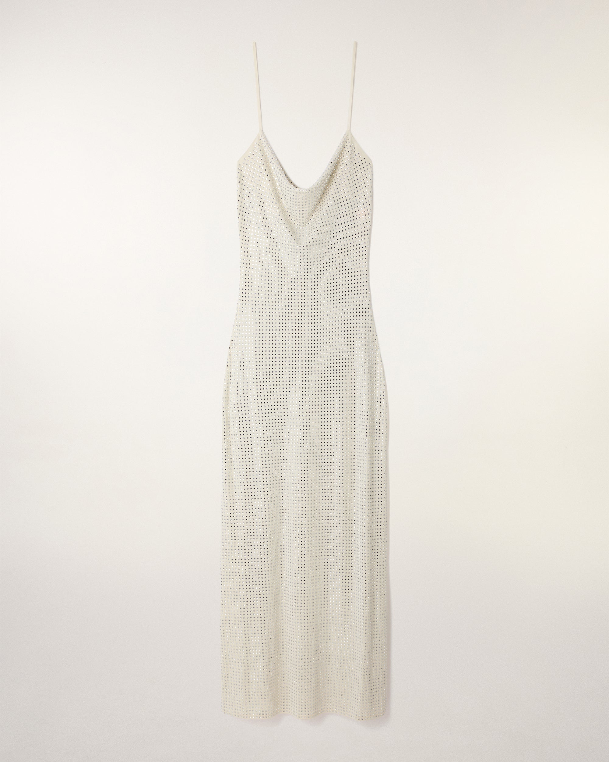 Rhinestone Cowl Neck Long Dress (S26 / FEMME / Ecru)