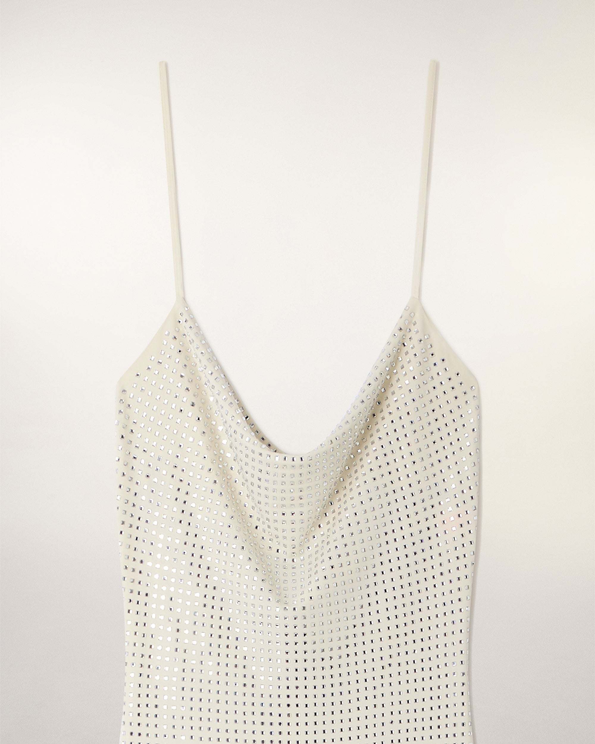 Rhinestone Cowl Neck Long Dress (S26 / FEMME / Ecru)