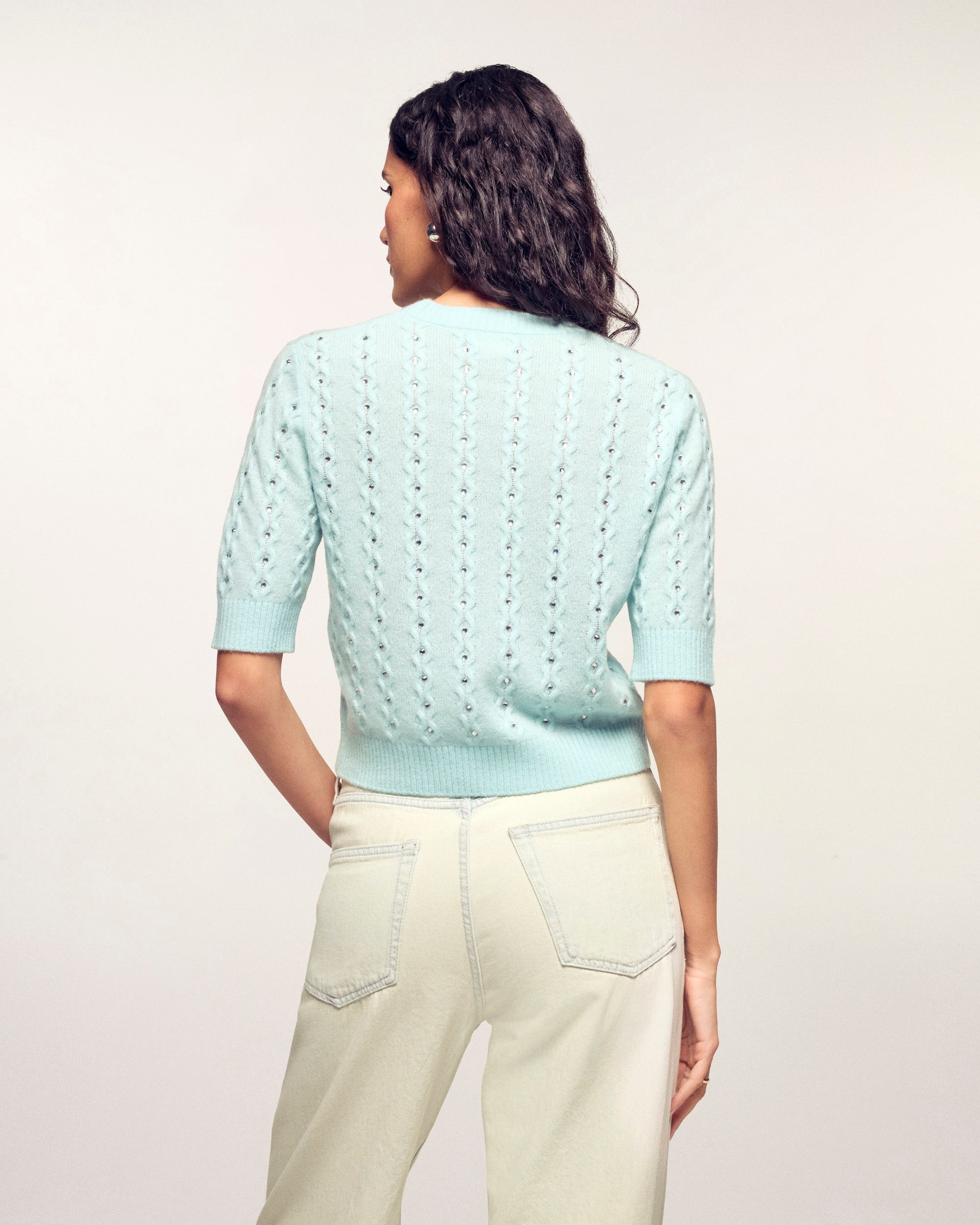 Rhinestone Short Sleeve Top (S26 / FEMME / Star blue)