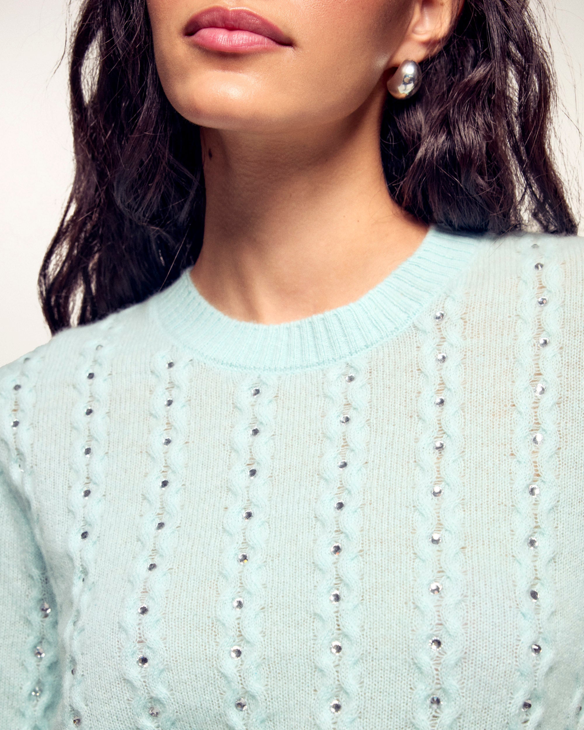 Rhinestone Short Sleeve Top (S26 / FEMME / Star blue)