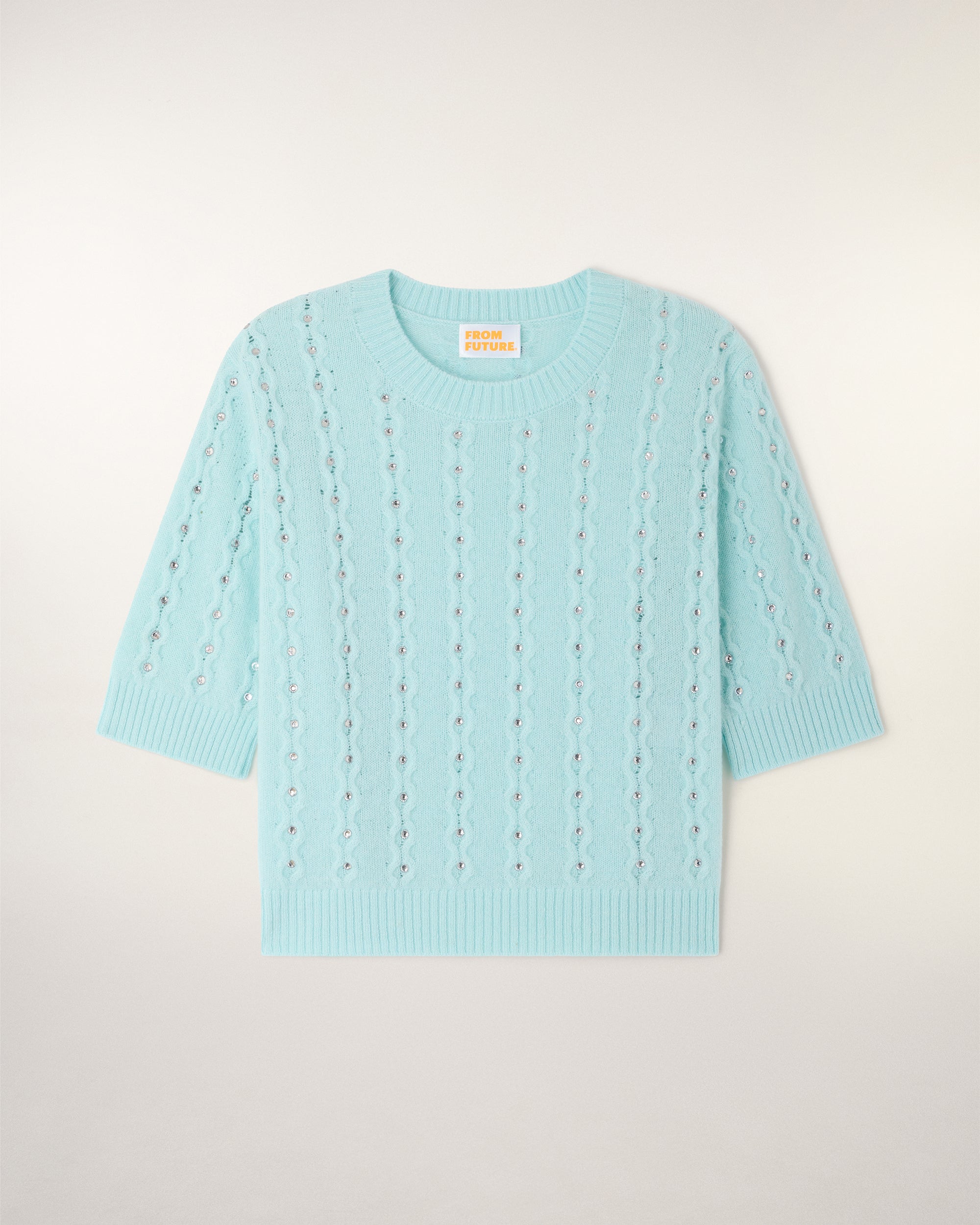 Rhinestone Short Sleeve Top (S26 / FEMME / Star blue)