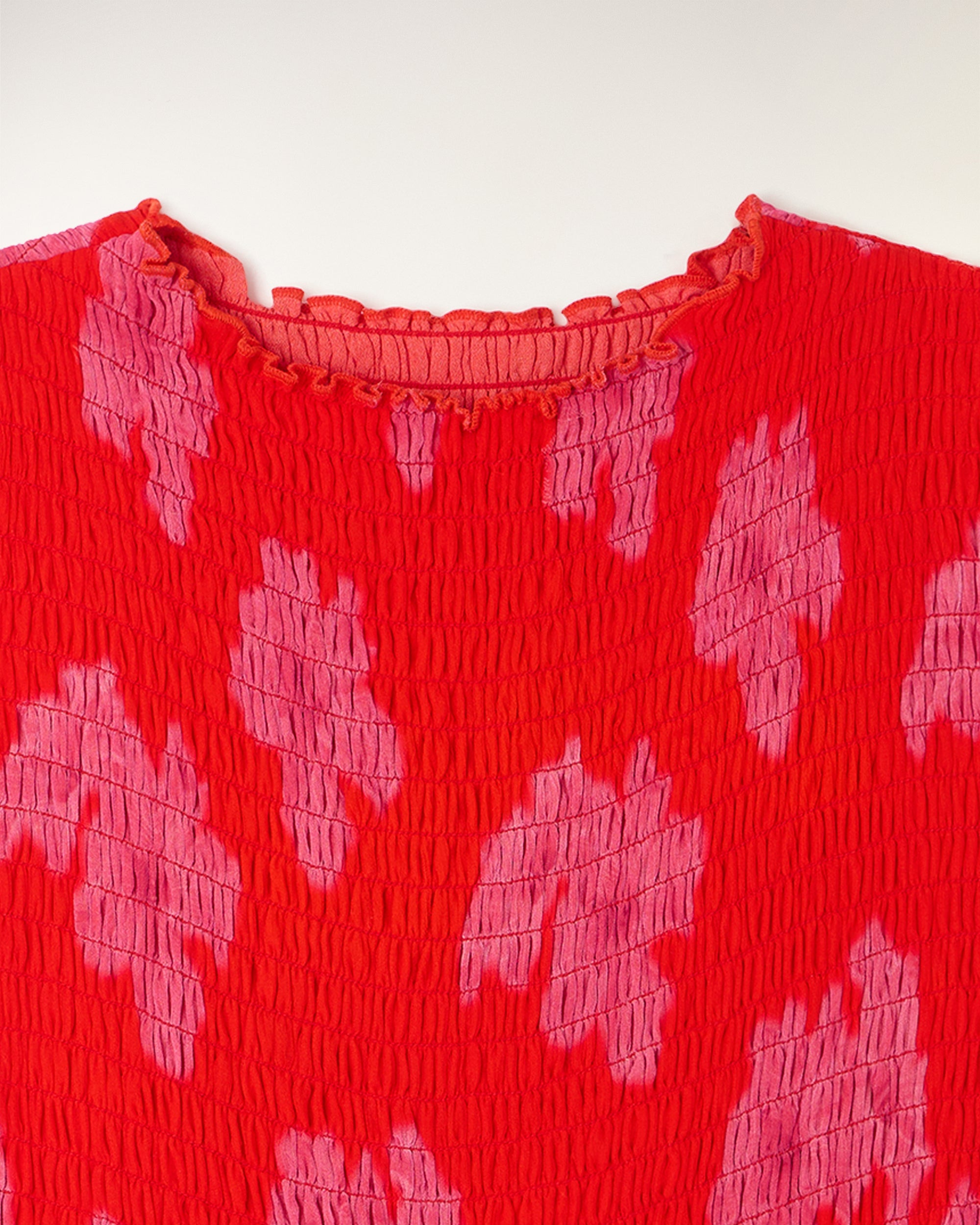 "All Over" Smocked Sleeveless Top (S26 / FEMME / Ruby Hibiscus)