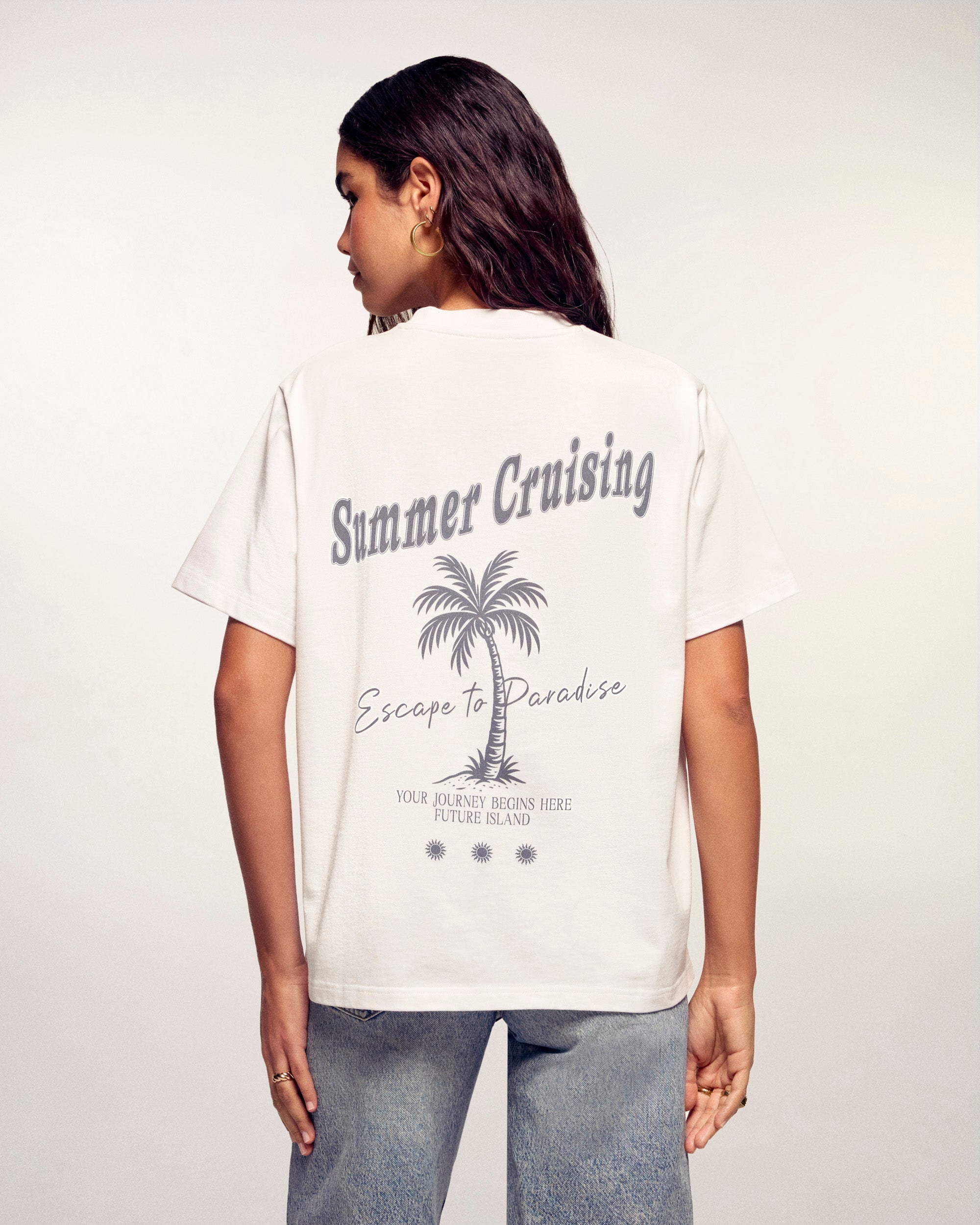 "Summer Cruising" Printed T-Shirt (S26 / FEMME / Blanc)