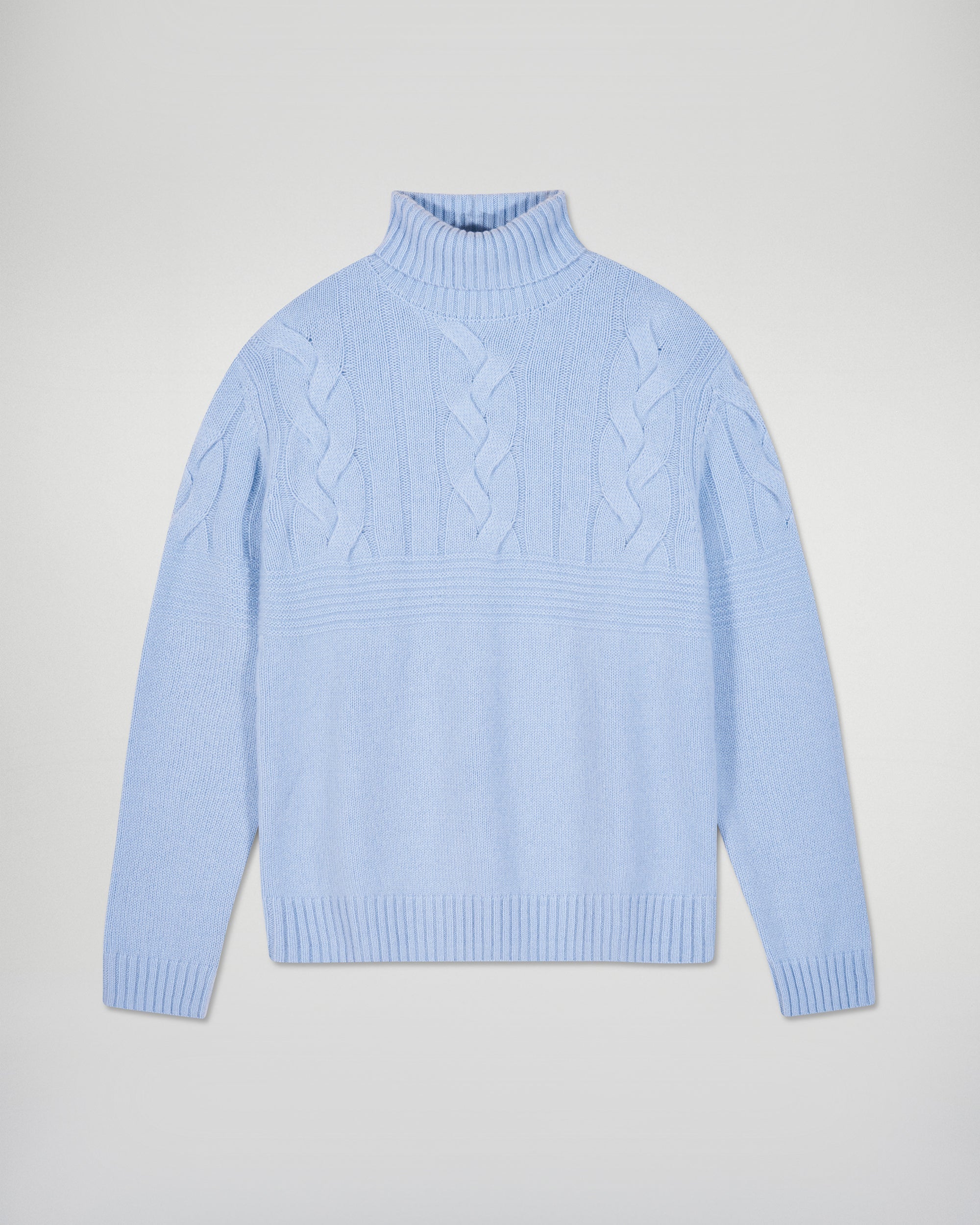 Cable-knit Turtleneck Sweater (H25 / HOMME / Smooth Blue)