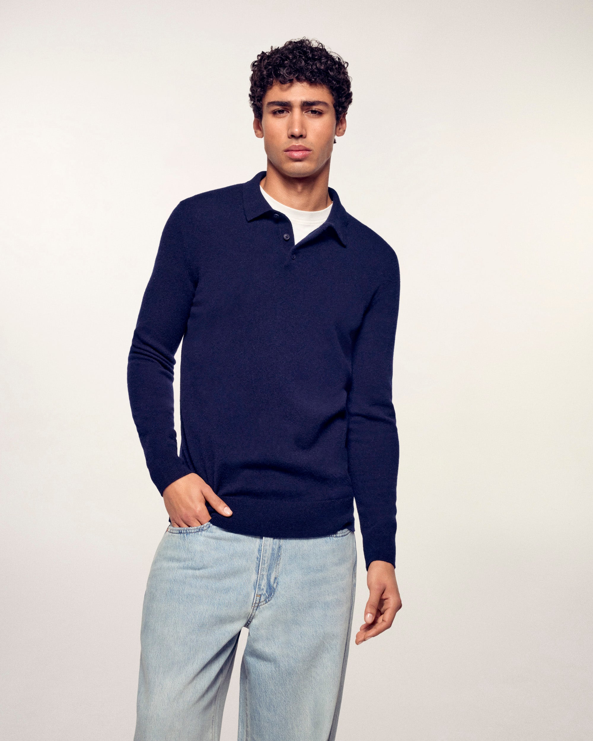Polo Neck Sweater (S26 / MEN / Navy)