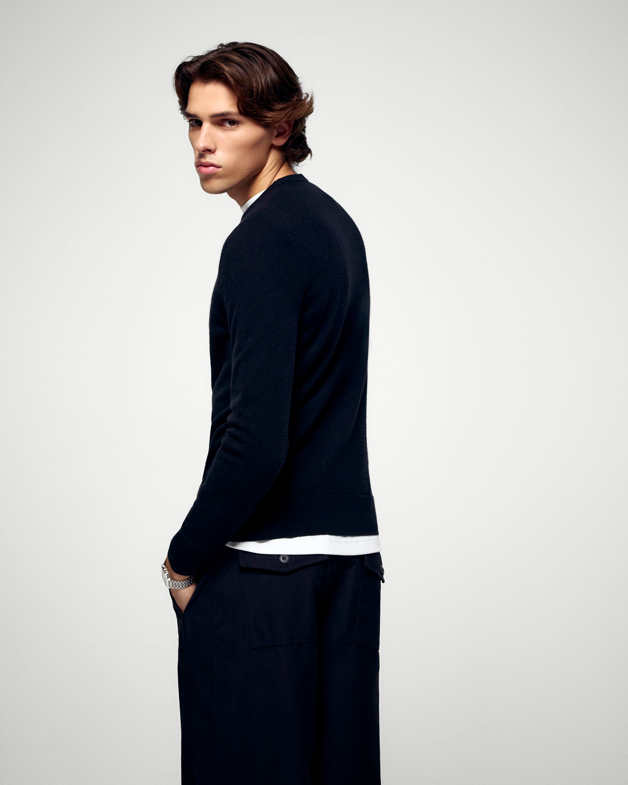Basic Crewneck Sweater (H25 / HOMME / Black)