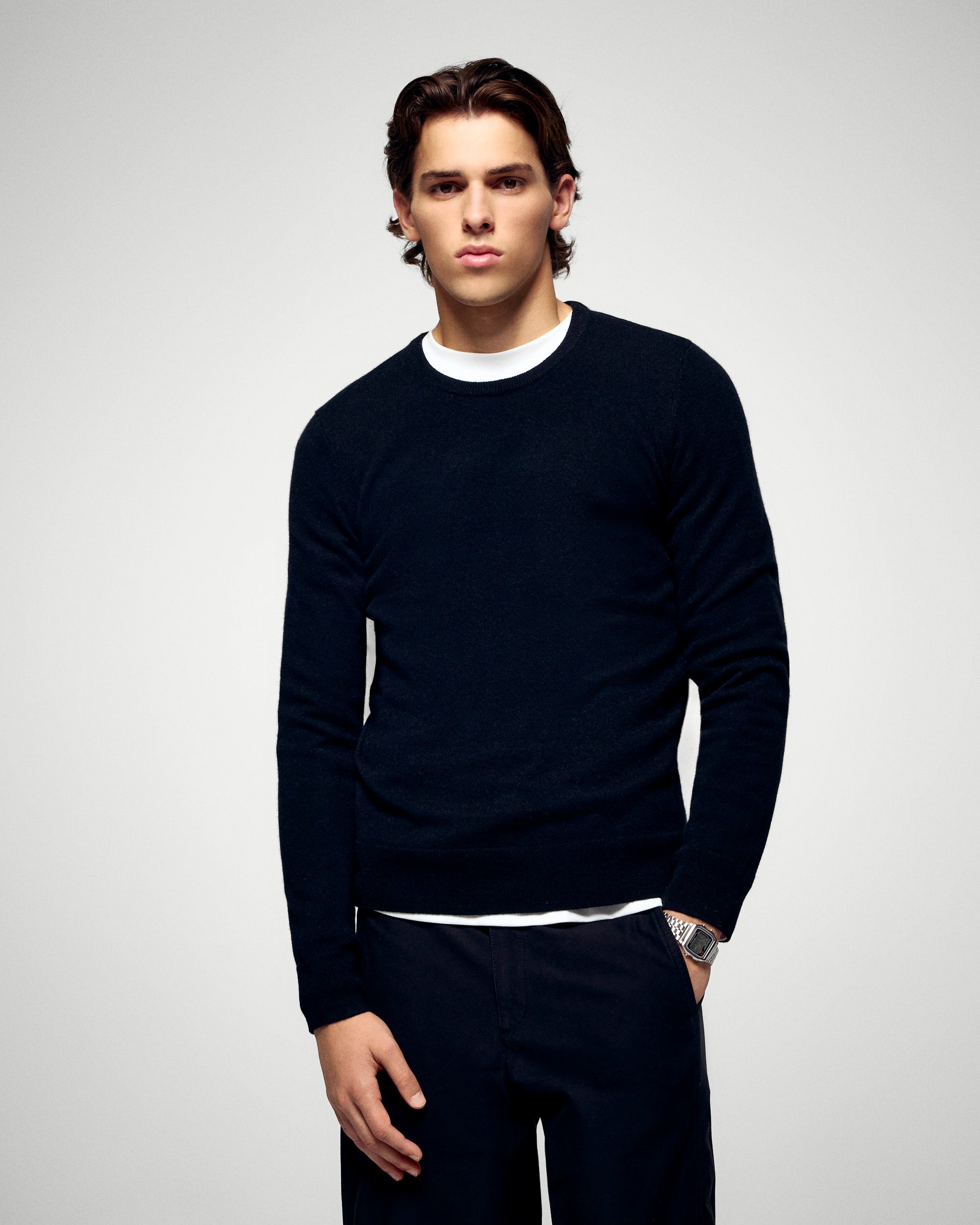 Basic Crewneck Sweater (H25 / HOMME / Black)