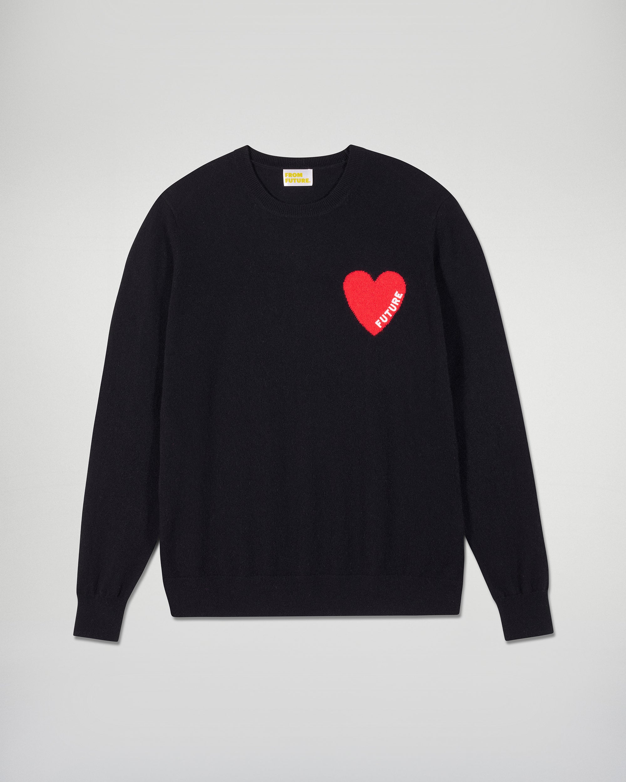 Crewneck Sweater with Heart Detail (H25 / HOMME / Black)