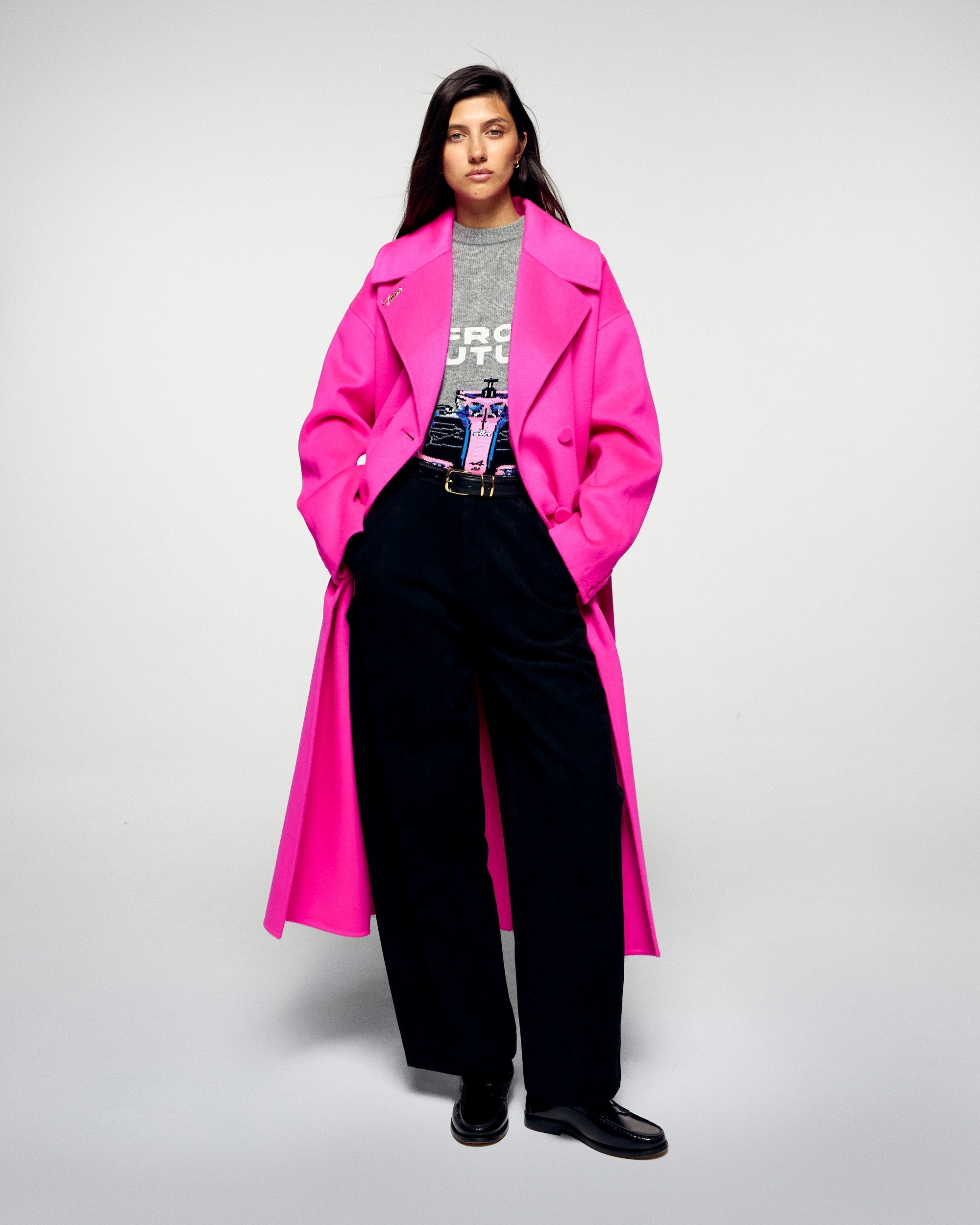 Outerwear Double-Breasted Coat (H25 / FEMME / Cosmic Pink)
