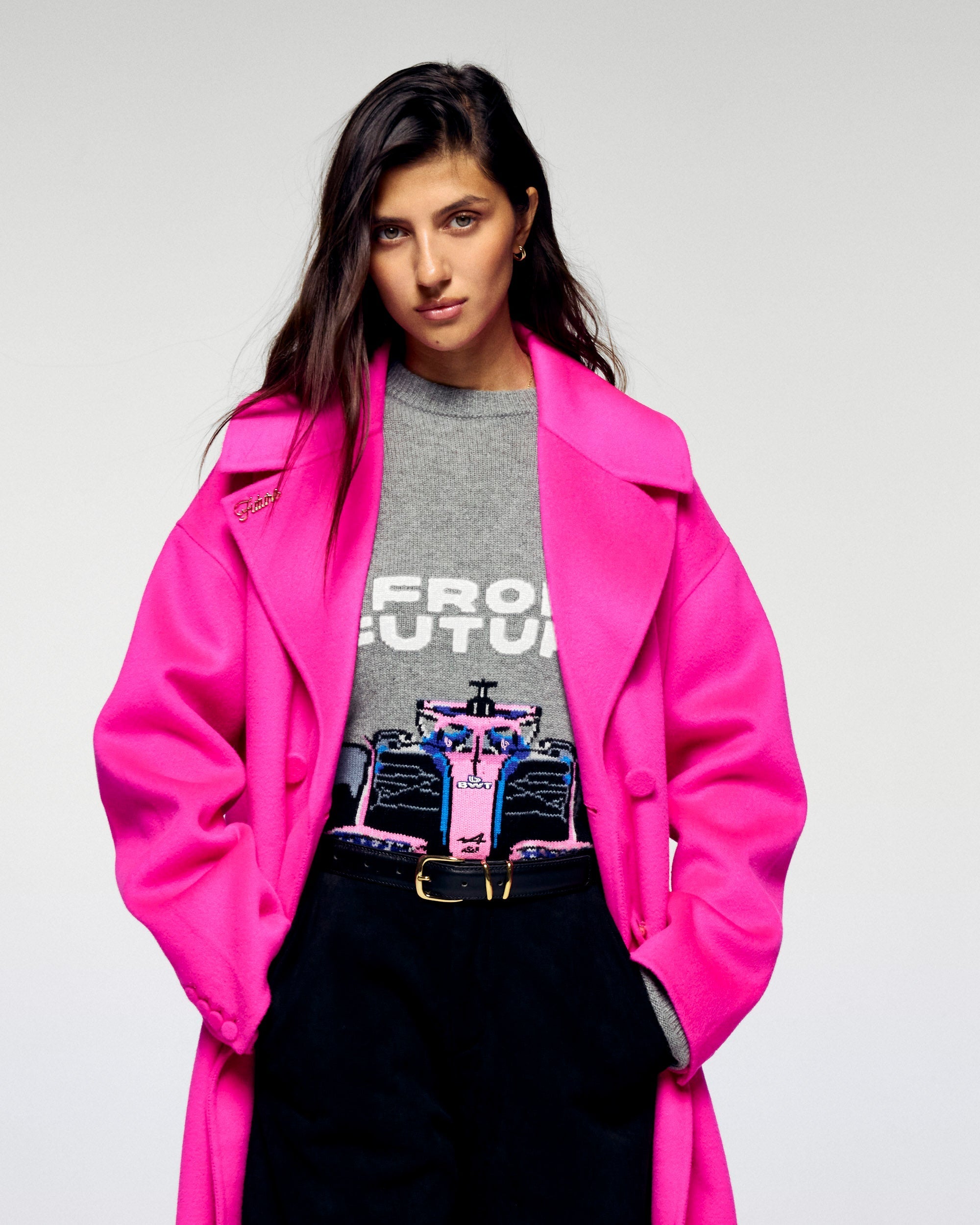 Outerwear Double-Breasted Coat (H25 / FEMME / Cosmic Pink)