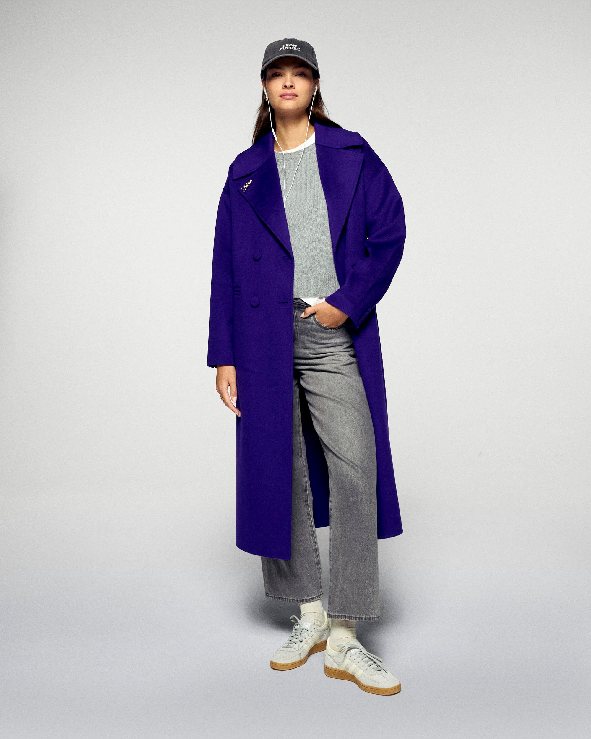 Outerwear Double-Breasted Coat (H25 / FEMME / Velvet Purple)