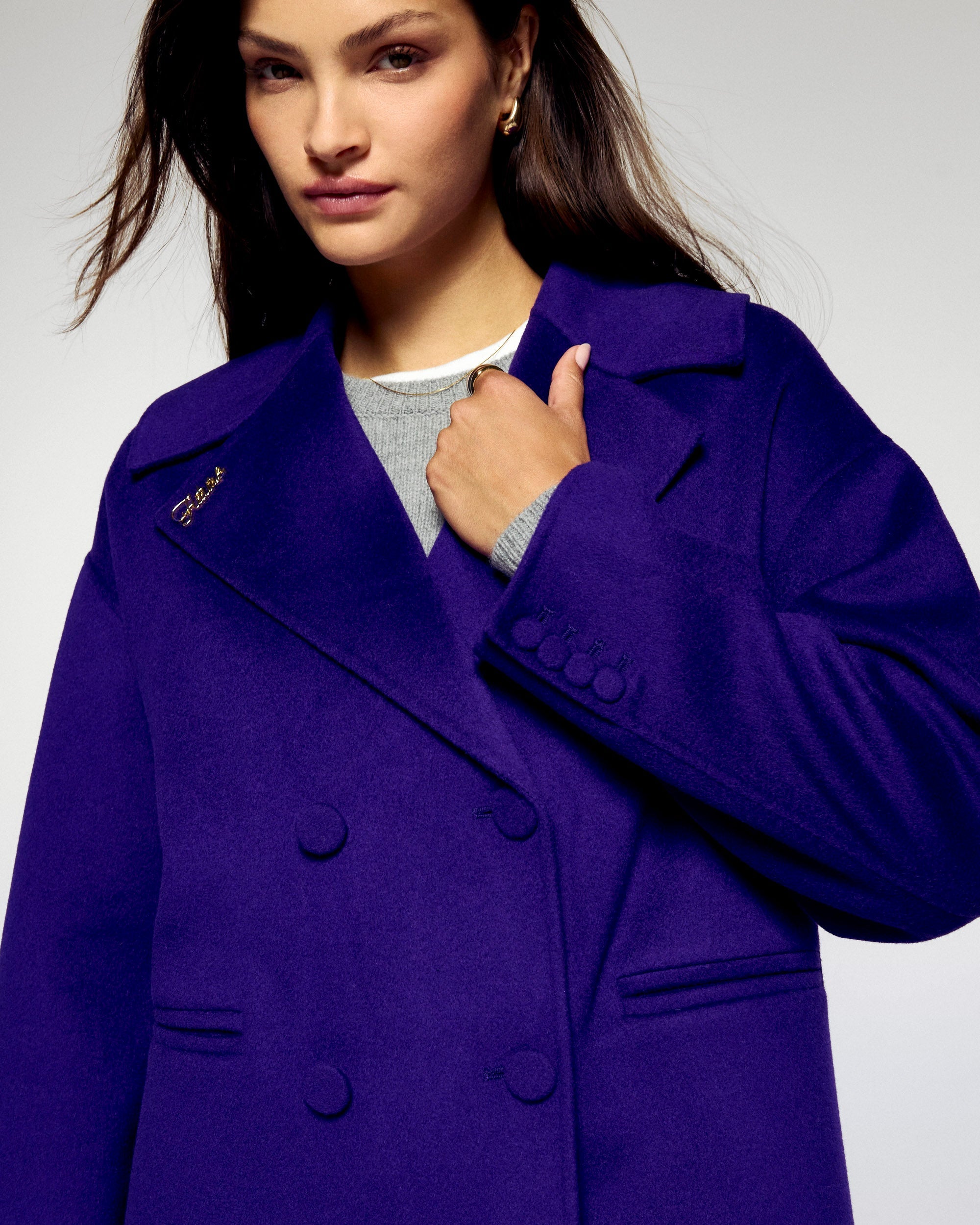 Outerwear Double-Breasted Coat (H25 / FEMME / Velvet Purple)
