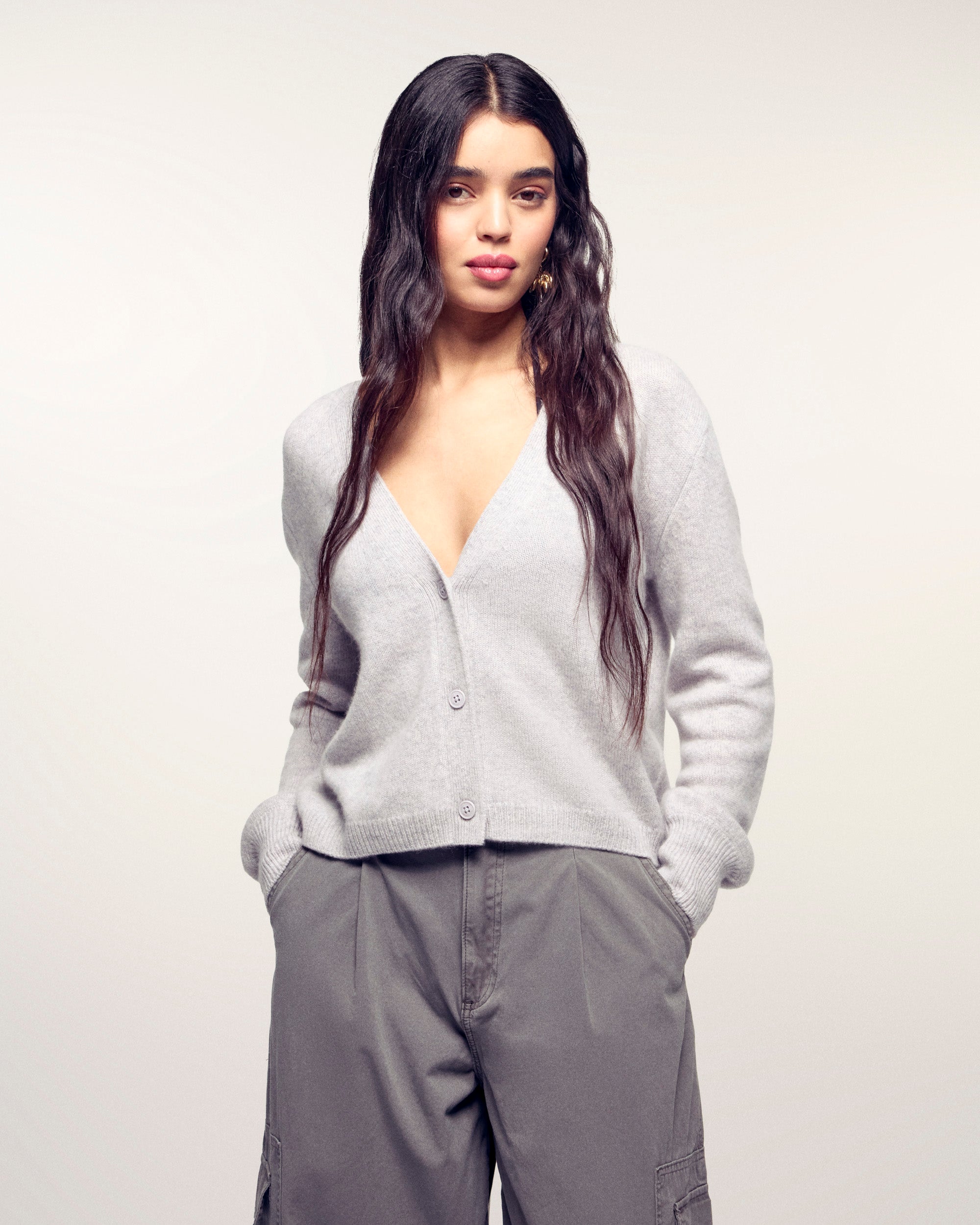 Cardigan Sweater (S26 / FEMME / Gris Chiné Clair)