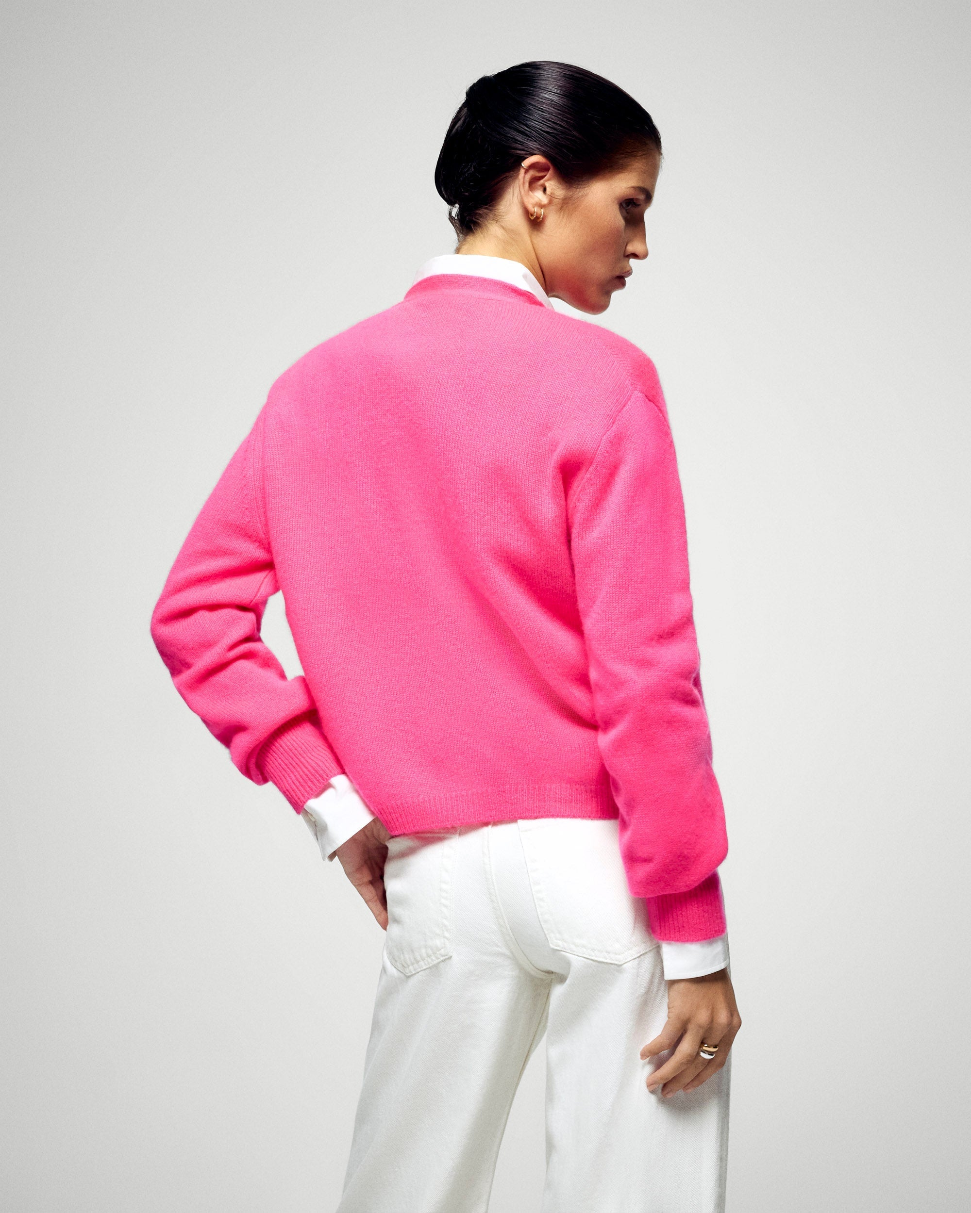 Cardigan sweater (H25 / FEMME / Solar Pink)