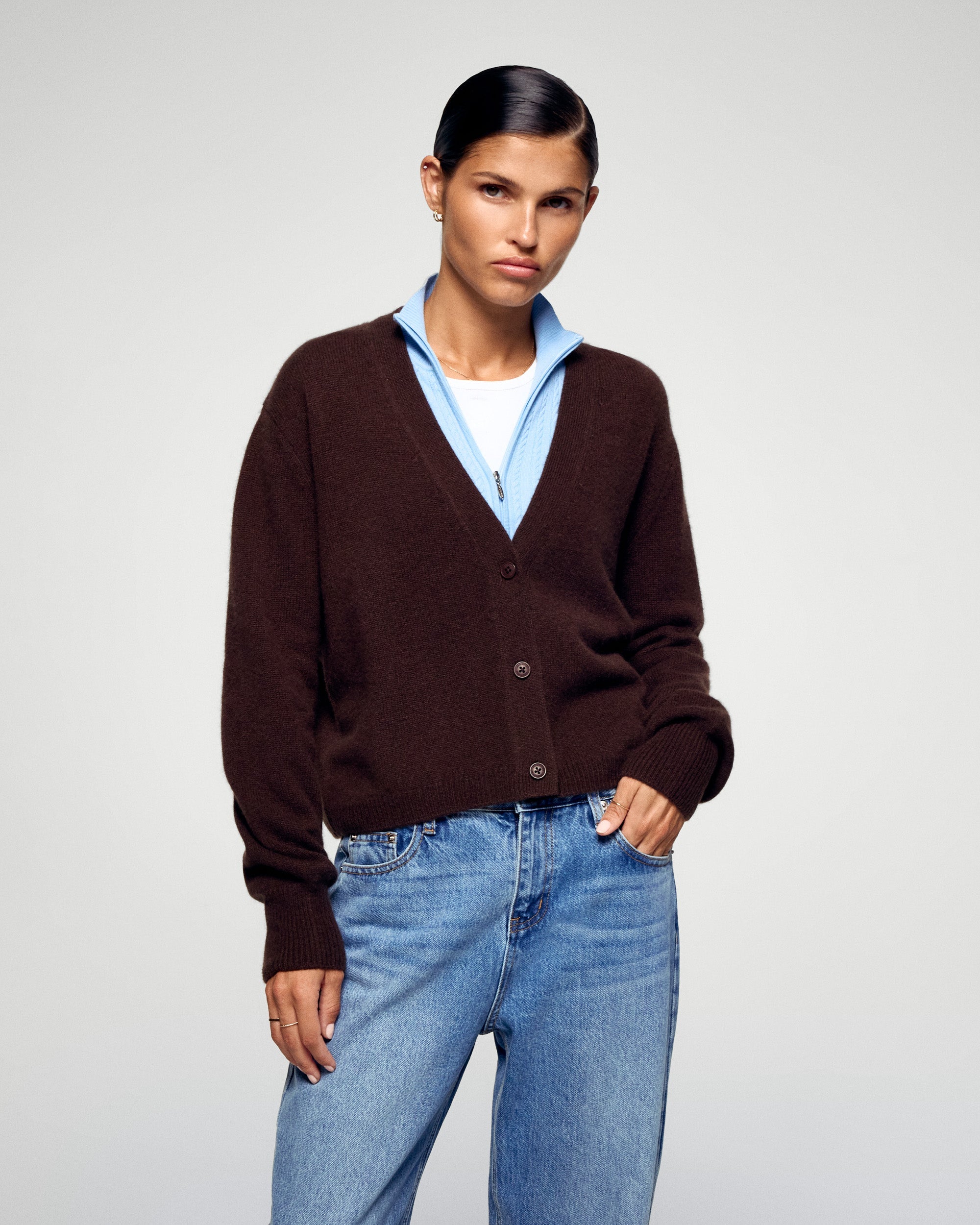 Cardigan Sweater (H25 / WOMEN / Chocolate)