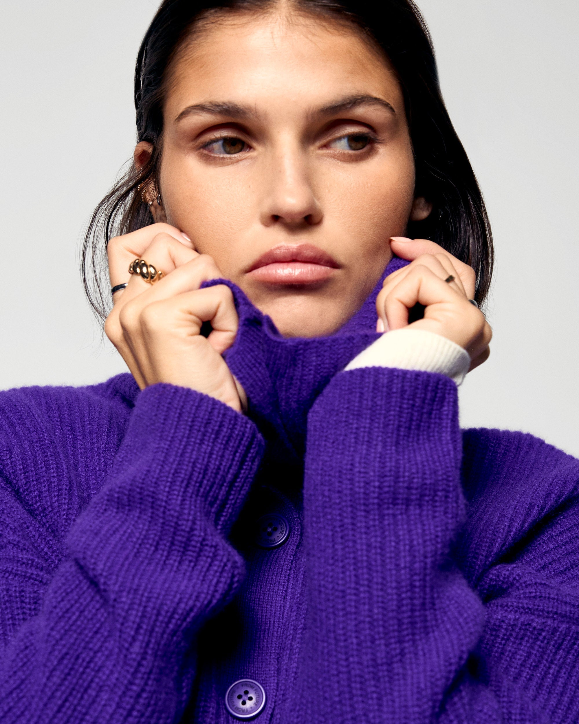 Ribbed Cardigan Sweater (H25 / FEMME / Velvet Purple)