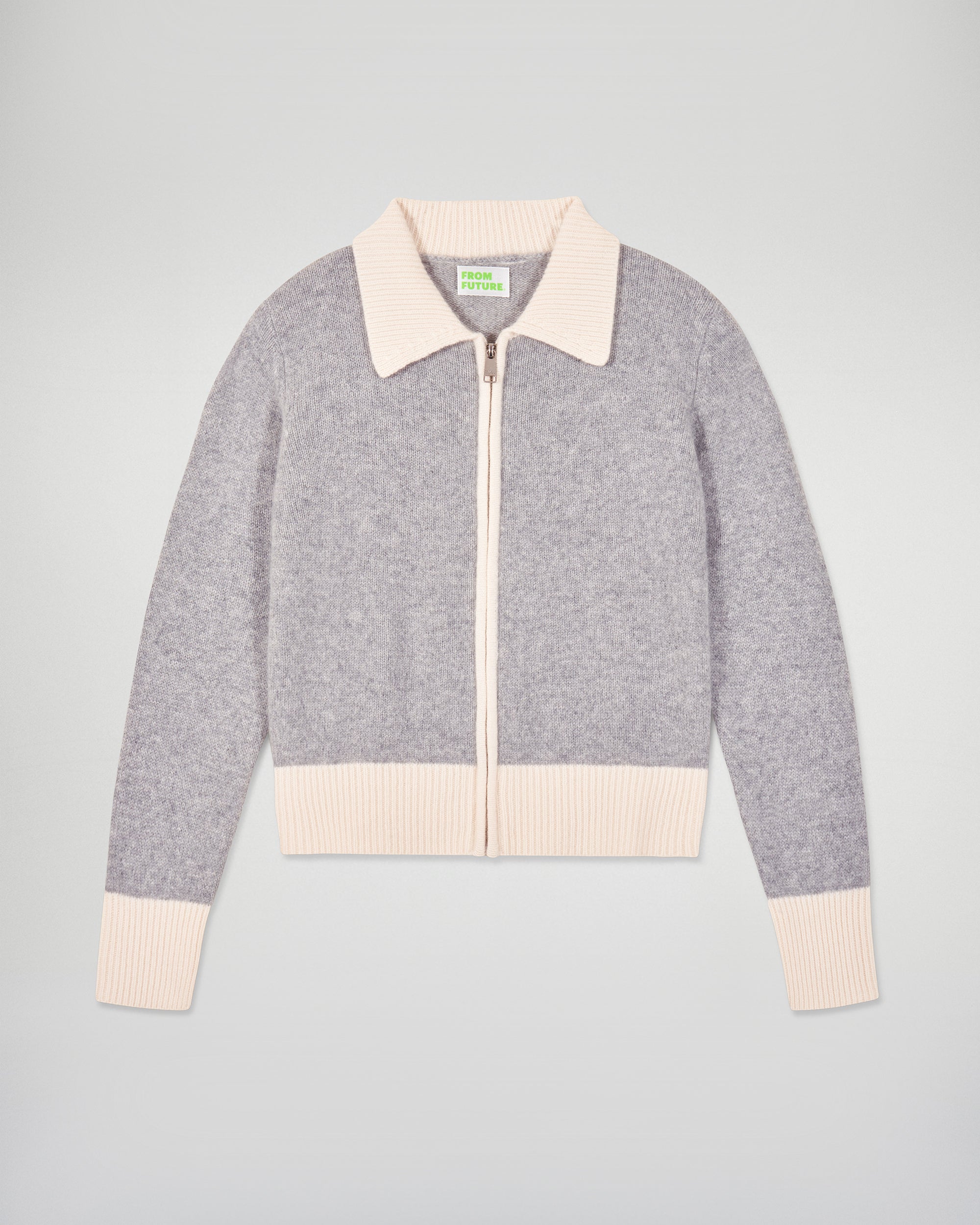 Contrast Rib Cardigan (H25 / FEMME / Dark Heather Gray)