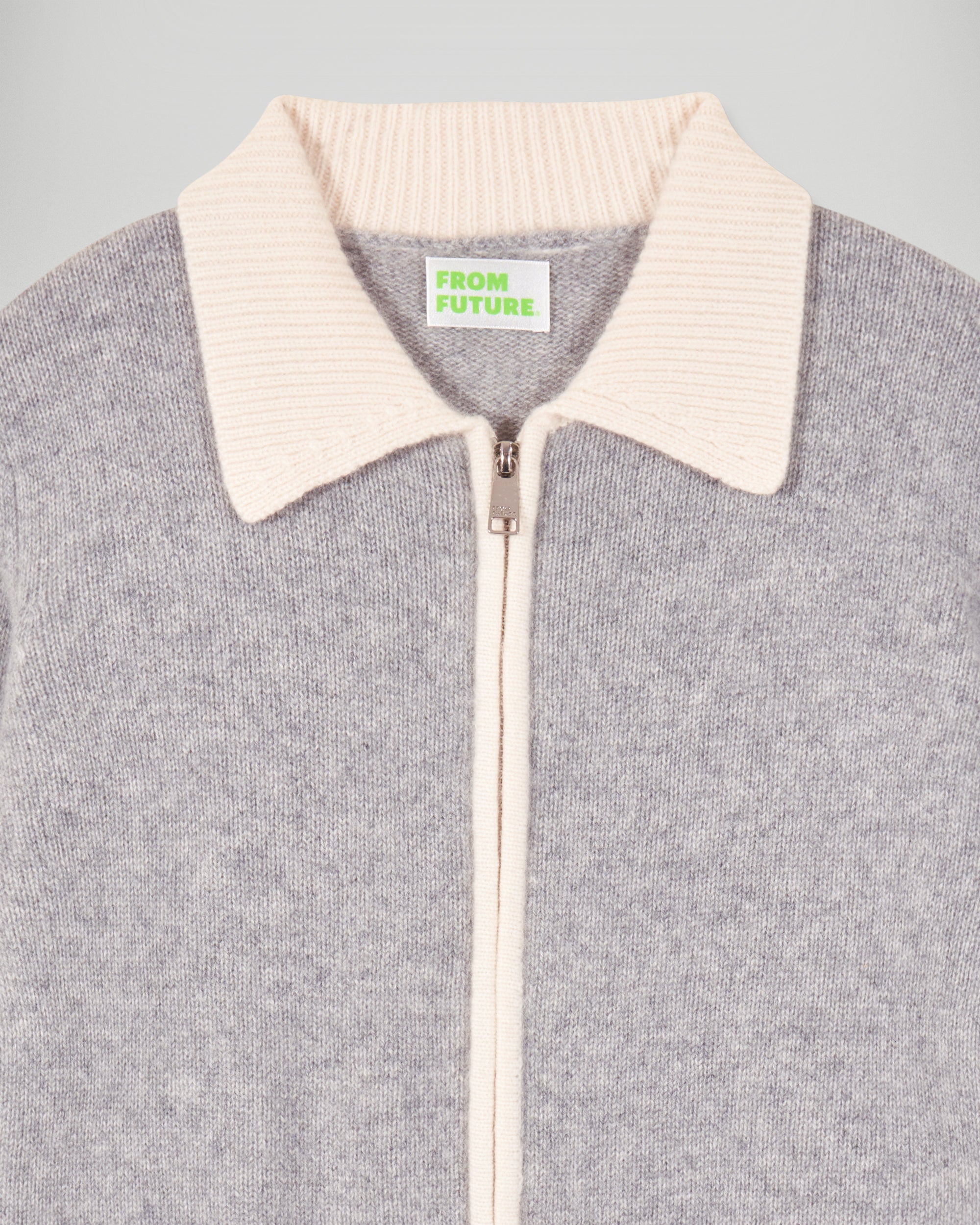 Contrast Rib Cardigan (H25 / FEMME / Dark Heather Gray)