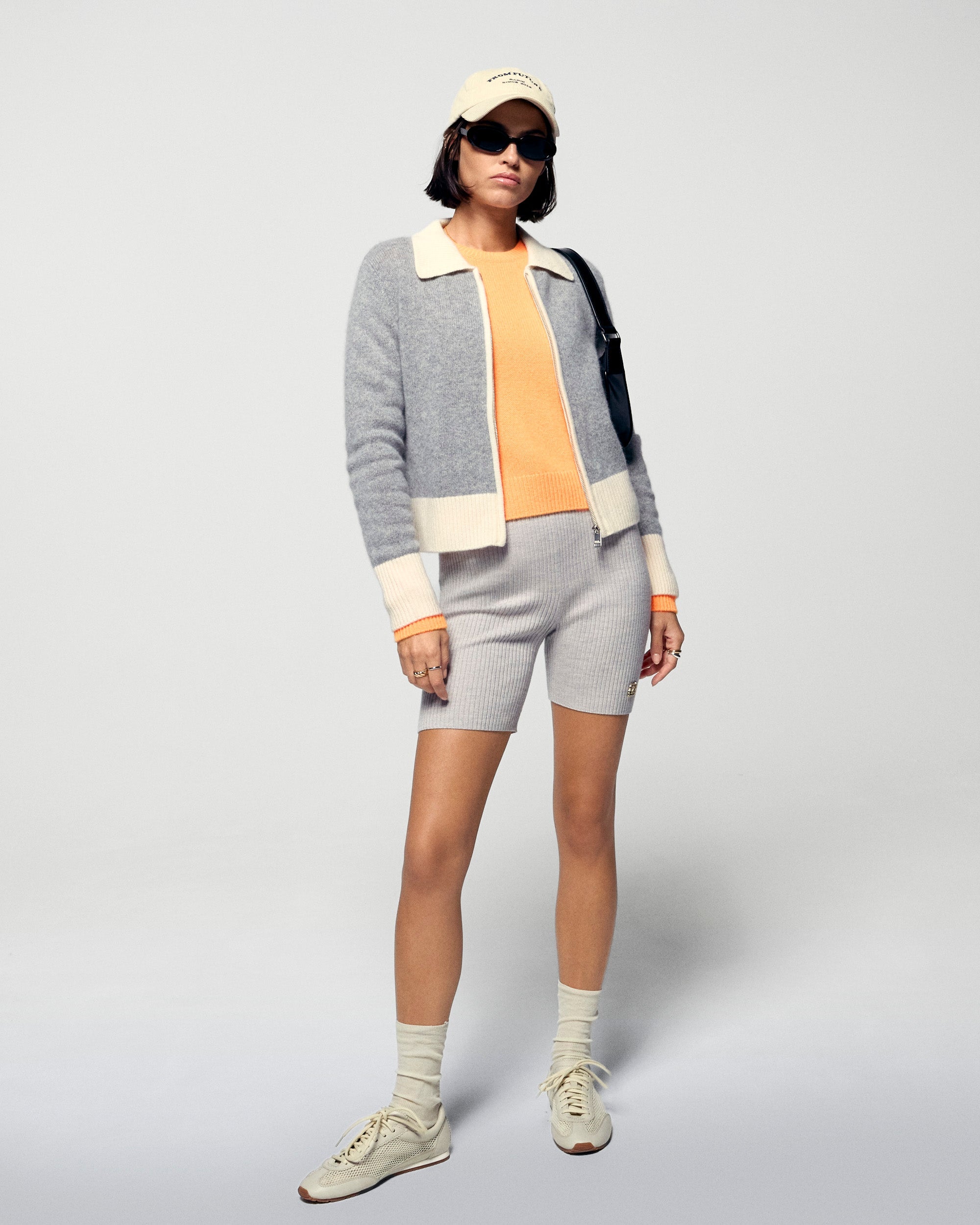 Contrast Rib Cardigan (H25 / FEMME / Dark Heather Gray)