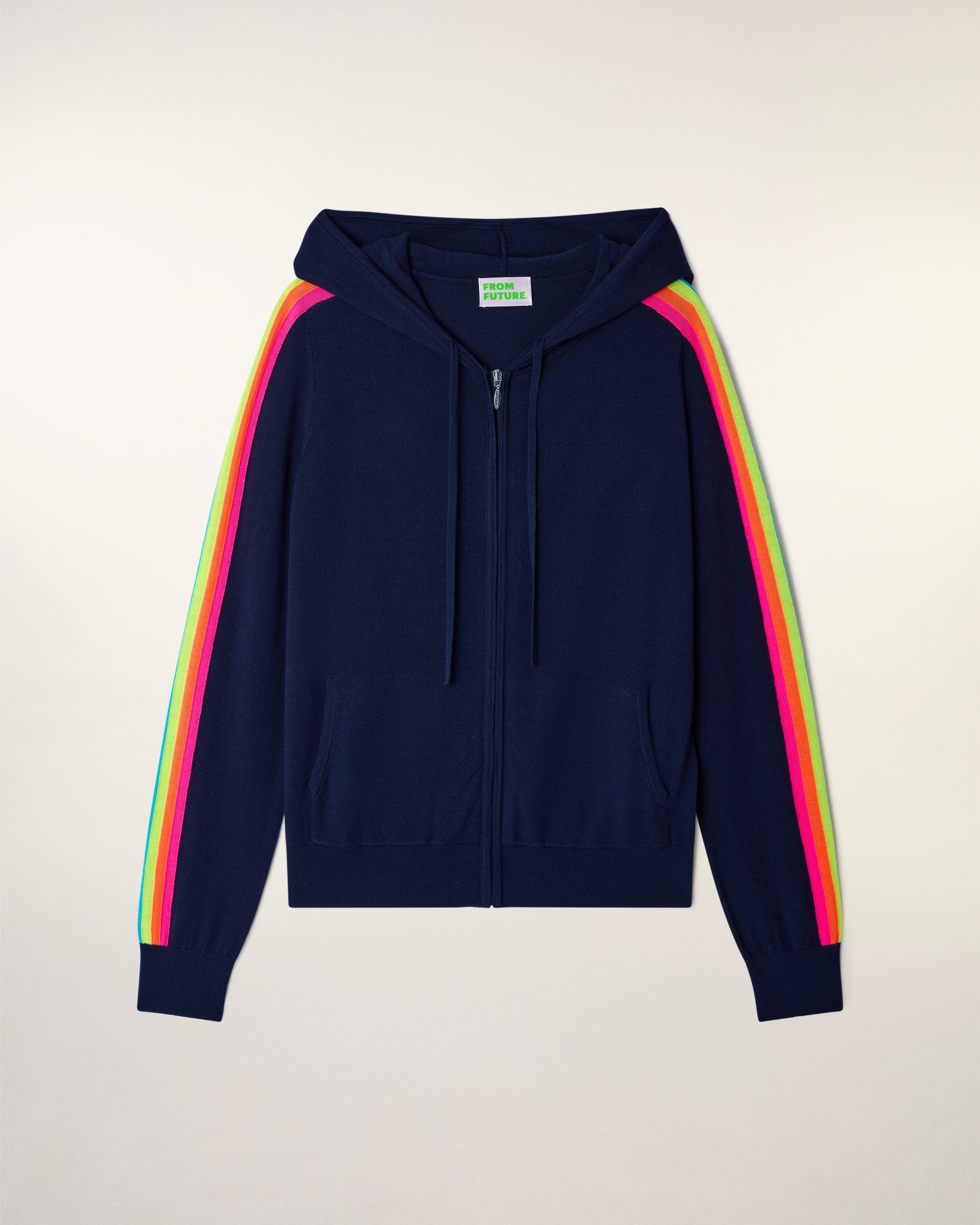 Multicolored Striped Hoodie Sweater (S26 / FEMME / Tropical Raspberry / RWS)