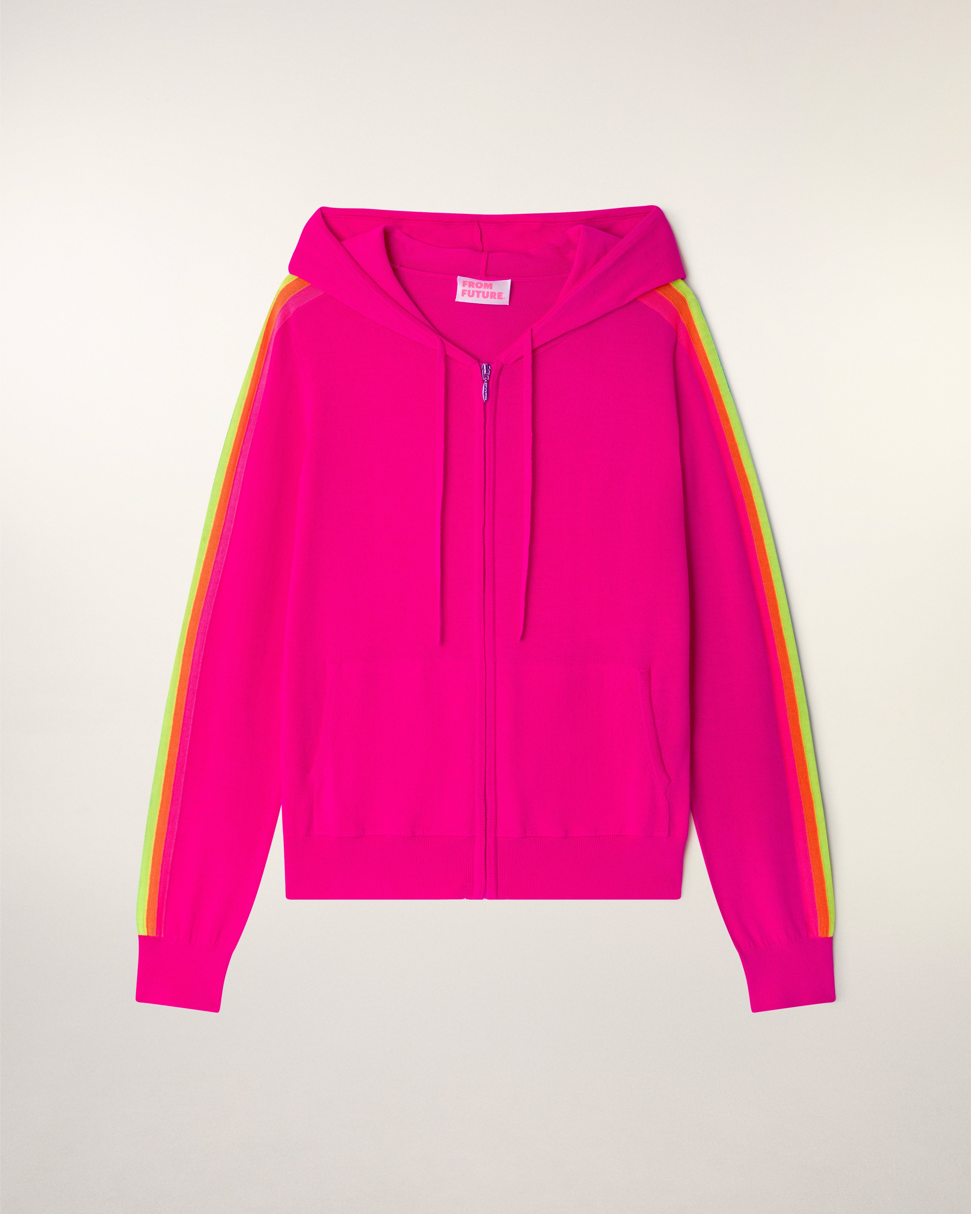 Multicolored Striped Hoodie Sweater (S26 / FEMME / Tropical Raspberry / RWS)