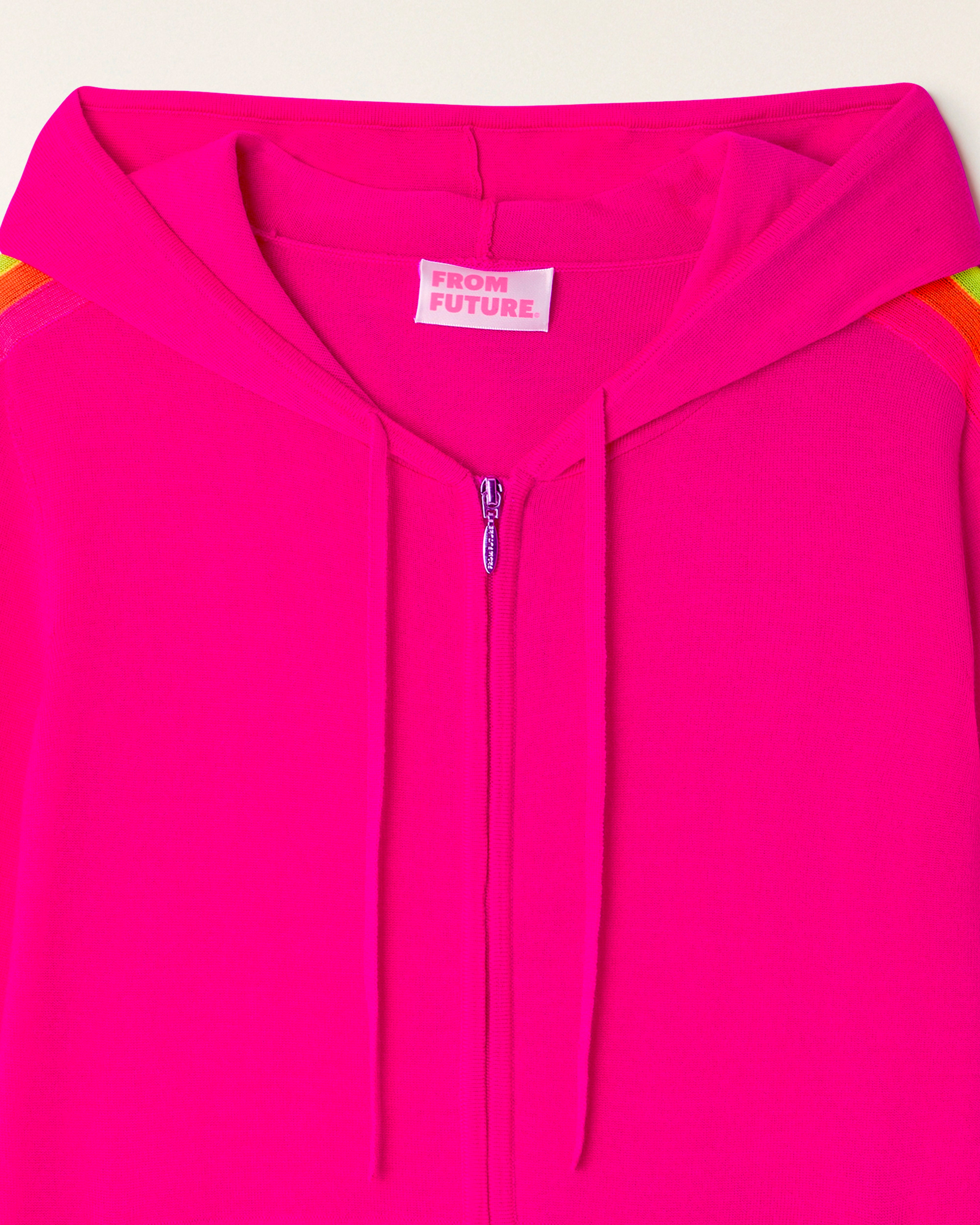 Multicolored Striped Hoodie Sweater (S26 / FEMME / Tropical Raspberry / RWS)