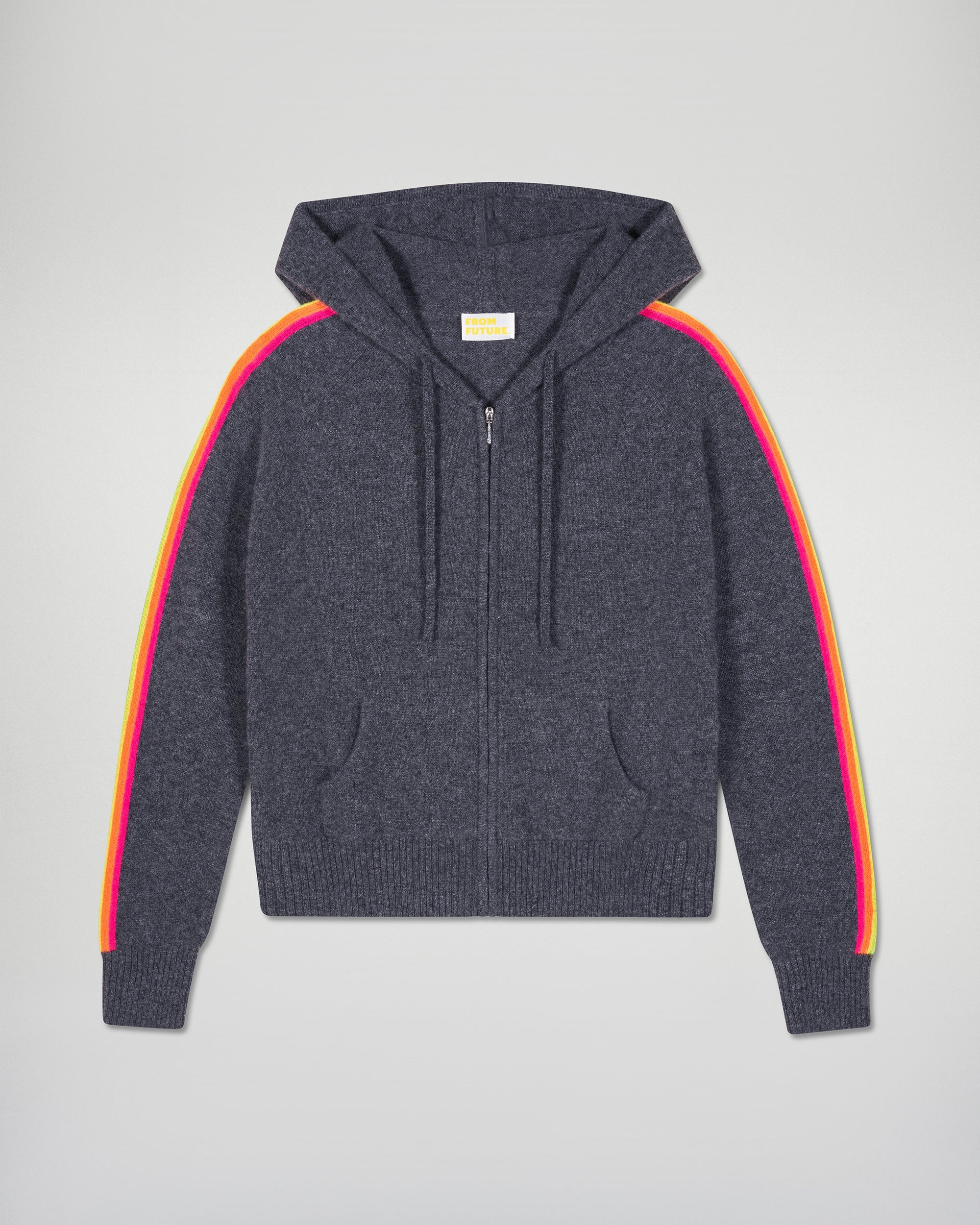 Multicolor Striped Hoodie (H25 / FEMME / Charcoal Gray)